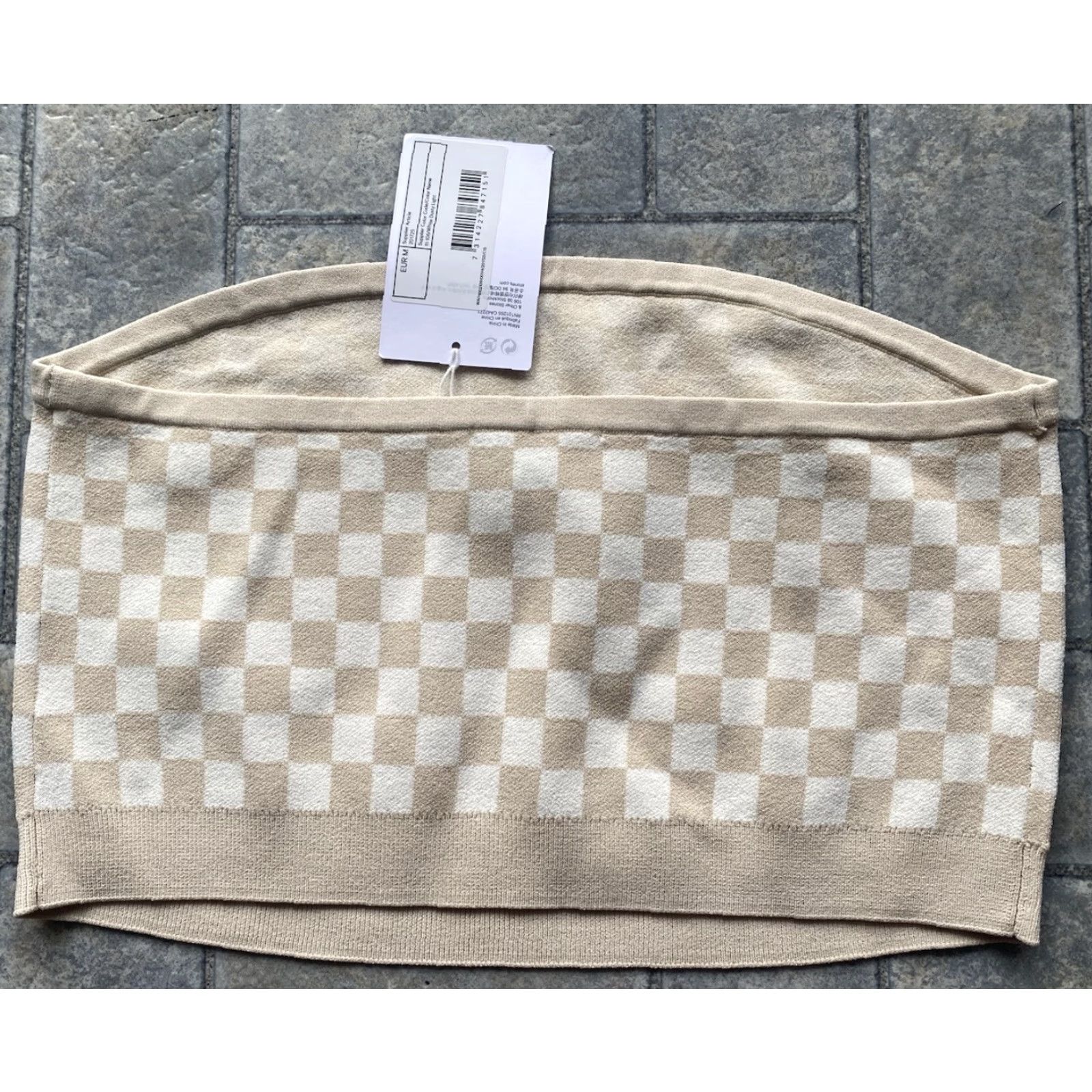 & Other Stories VINTAGE Los Angeles Atelier & Other Stories Checkered Cream Tube Top M Women New With Tags CROPPED Sleeveless Polyester Rayon Stretch EUR M Size M / US 6-8 / IT 42-44 - 4 Thumbnail