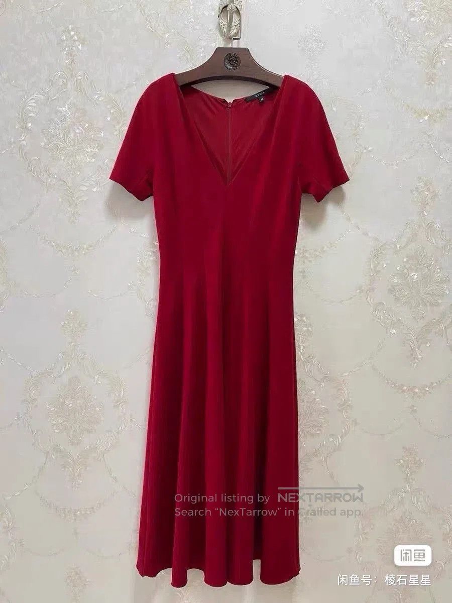 Gucci Gucci Red Wool V-Neck Dress. Size M / US 6-8 / IT 42-44 - 7 Thumbnail
