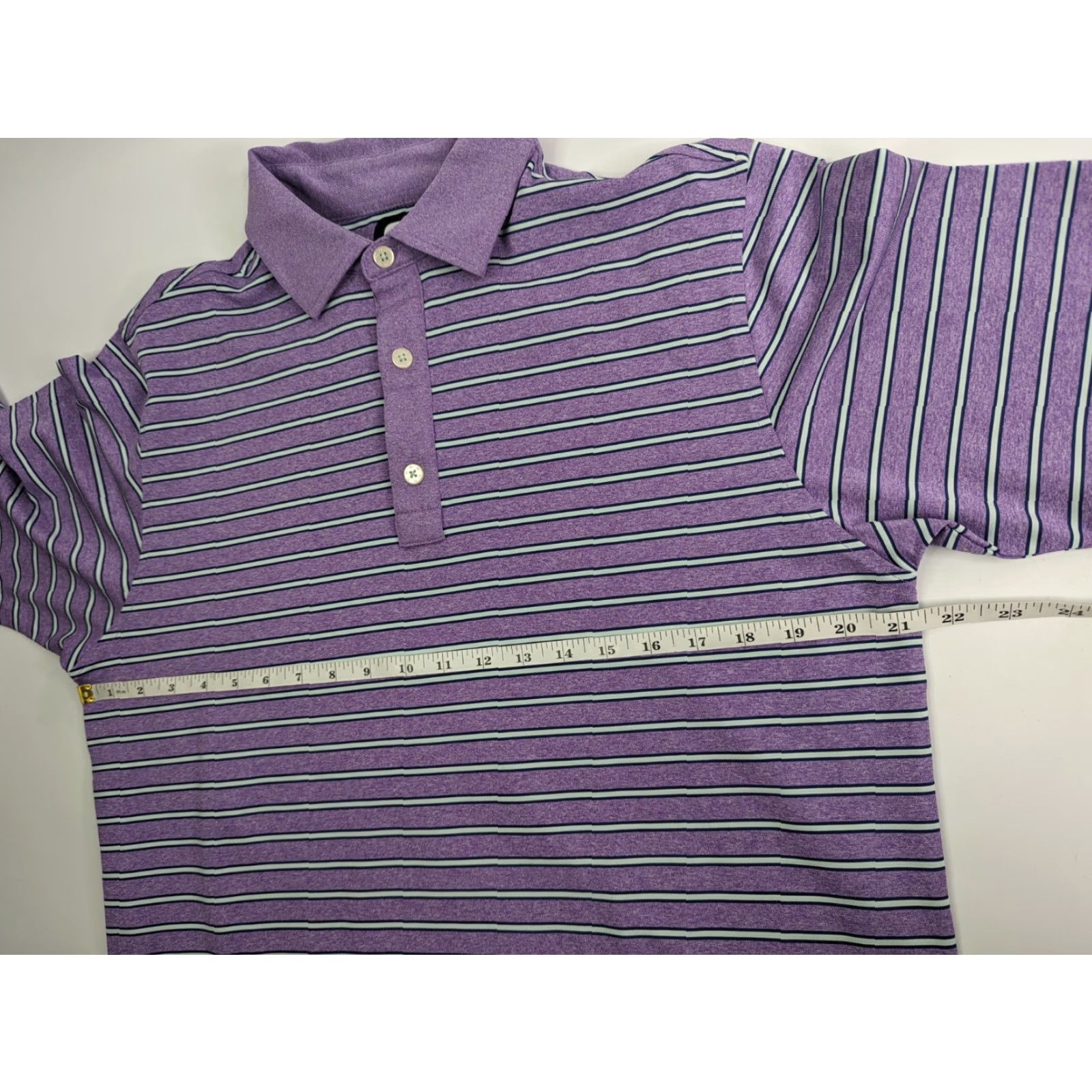 Footjoy FootJoy Polo Shirt Mens M Purple Striped Golf Breathable Stretch Easy Care Short Sleeve - Preppy Casual Activewear Size US M / EU 48-50 / 2 - 4 Thumbnail