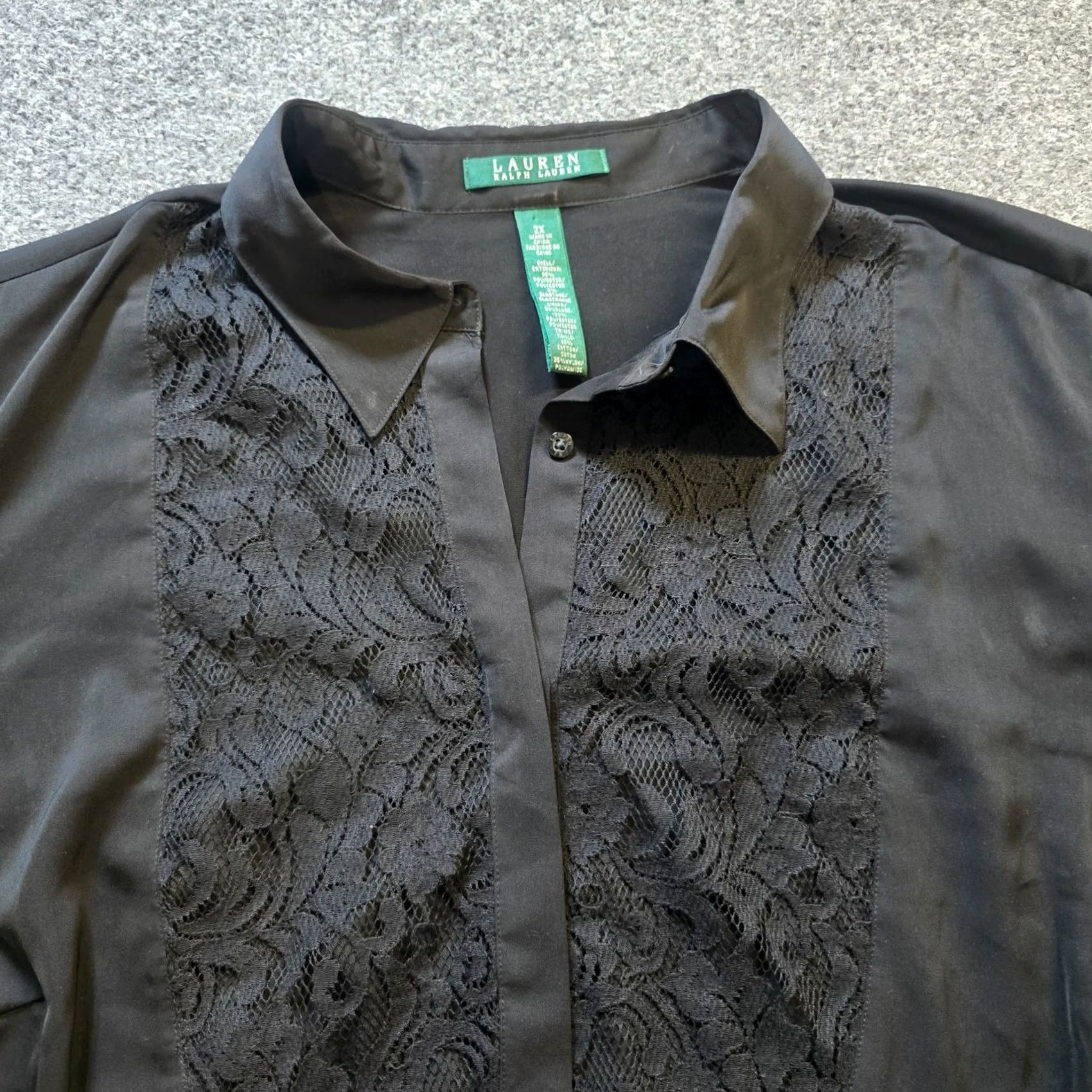 Ralph Lauren Lauren Ralph Lauren Top Womens 2X Black Lace Front Button Casual Shirt Blouse Regular Size Type Plus Womens Size XXL / US 16-18 / IT 52-54 - 2 Thumbnail