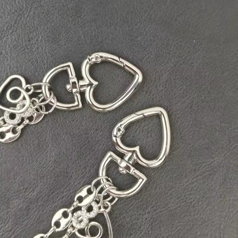Japanese Brand × Vintage Girl Heart Shaped Rhinestone Keychain Wallet Size ONE SIZE - 6 Thumbnail