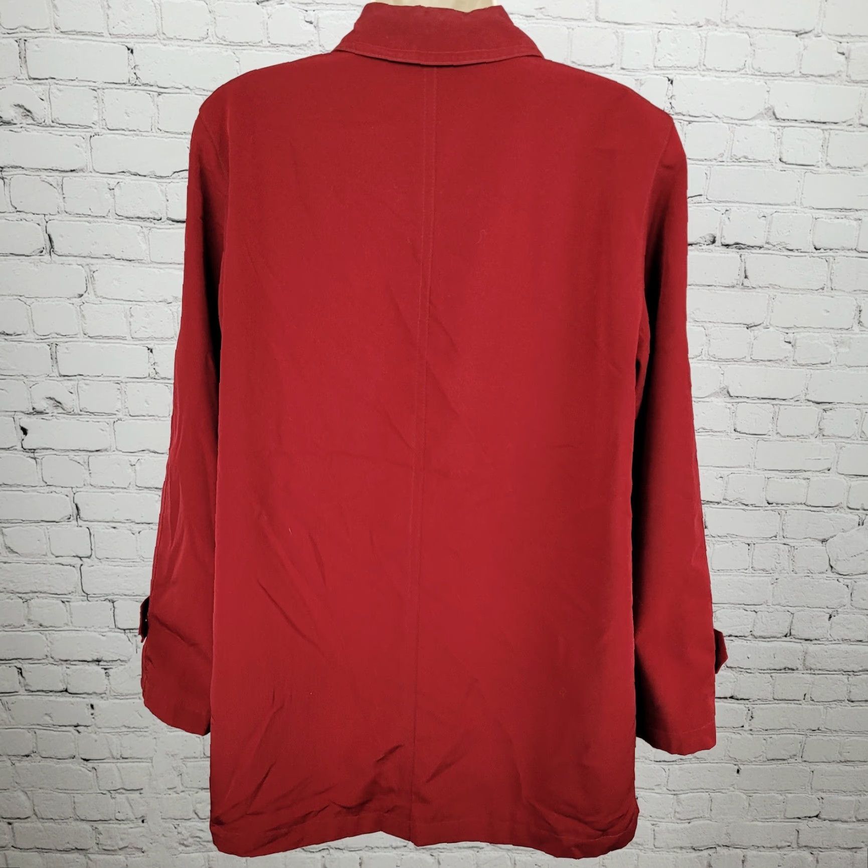 Vintage Gallery Jacket Women M Red Solid Lightweight Collared Pockets Zip Snap Size M / US 6-8 / IT 42-44 - 2 Thumbnail