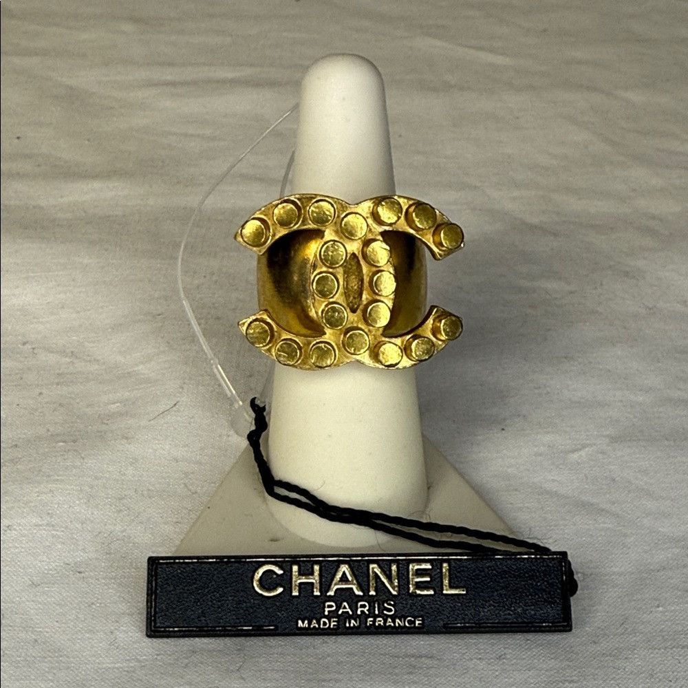 Chanel Chanel 02A Goldtone CC Logo Ring, Size 6.5 Size ONE SIZE - 1 Thumbnail