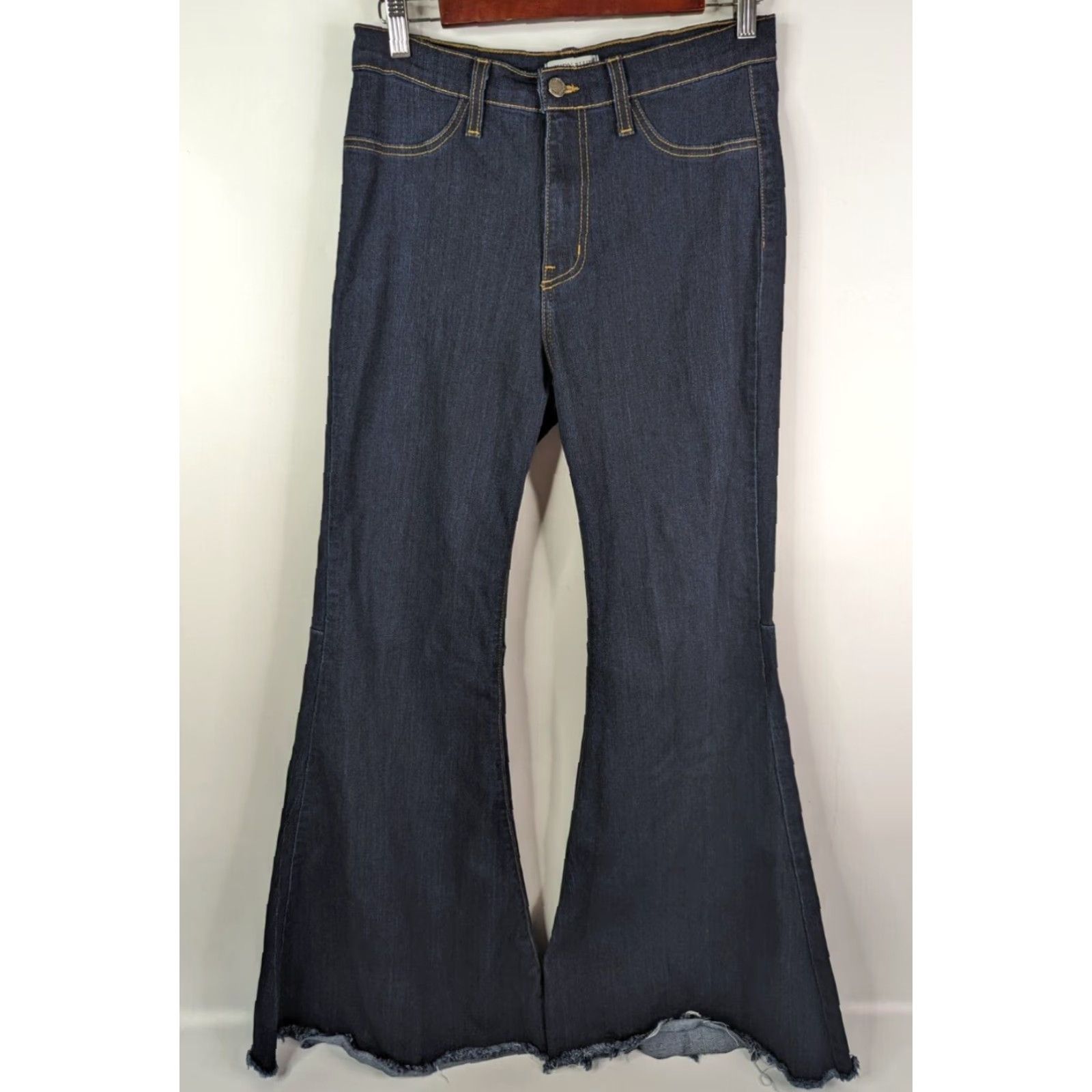 Vintage Judy Blue High Waist Super Flare Jeans 30 Blue Denim Cotton Blend Dark Wash Regular Womens Jeans Trend 90s Style- Flared USA 8396 Size 30" / US 8 / IT 44 - 2 Thumbnail