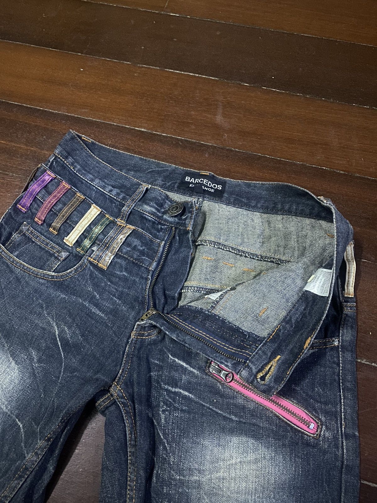 Designer × Japanese Brand Fire 🔥 BARCEDOS EXCHANGE double waist short jeans Size US 31 - 9 Thumbnail