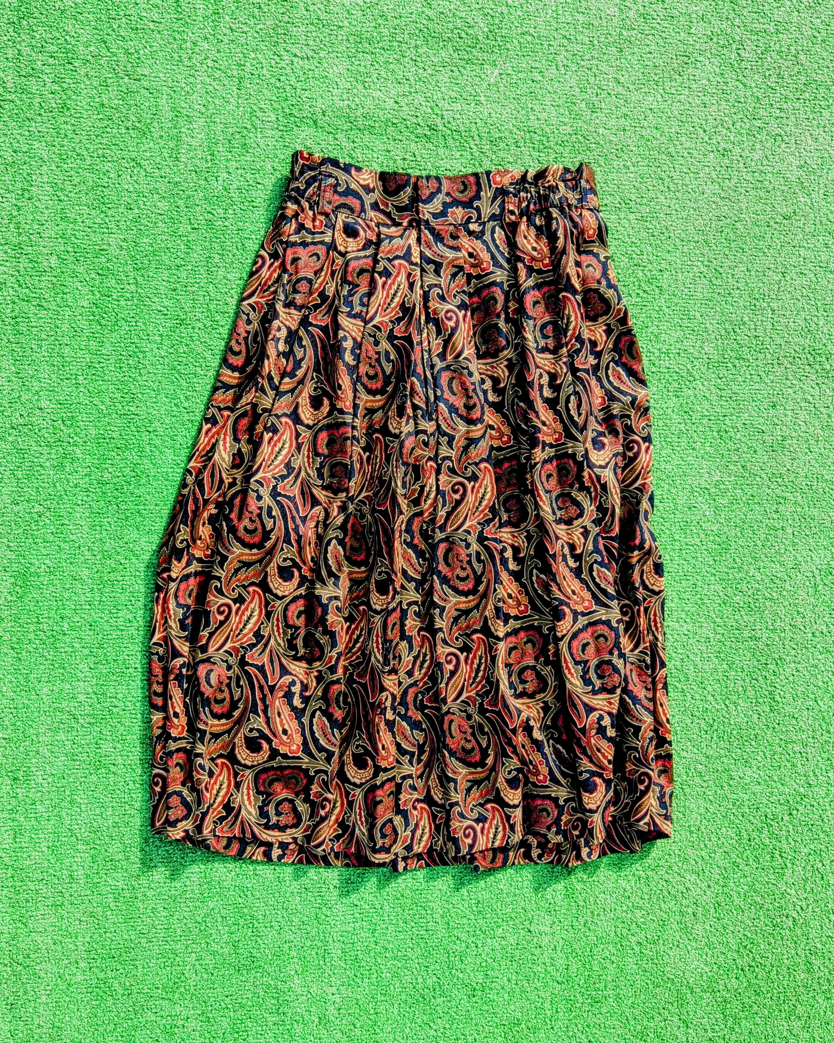 Vintage Vintage Japanese Petite Pleated Paisley Retro Maxi Skirt Size 27" / US 4 / IT 40 - 8 Thumbnail