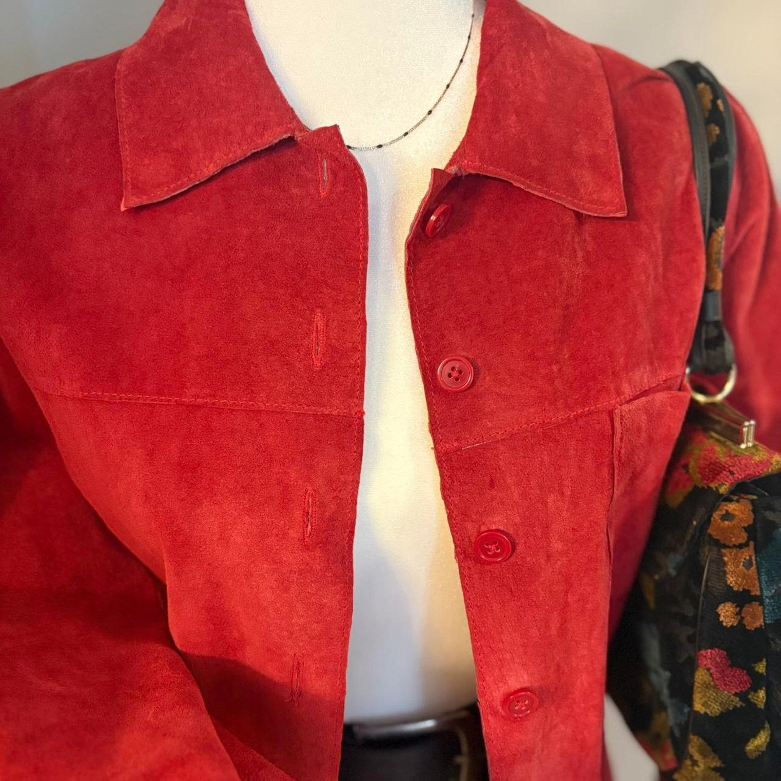 Other Yvonne Marie Red Suede Button-Up Shacket Size M / US 6-8 / IT 42-44 - 3 Thumbnail