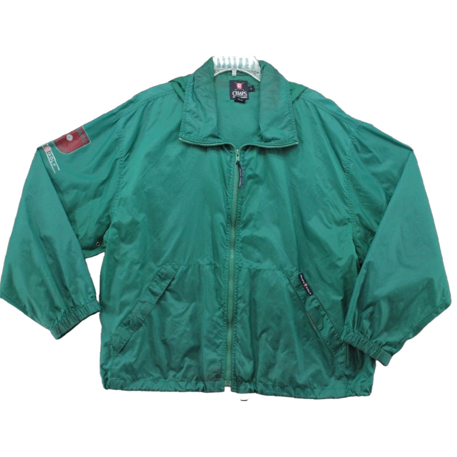 Ralph Lauren VINTAGE Ralph Lauren Chaps Golf Hooded Windbreaker Jacket Mens Large Green Full Zip Preppy Size US L / EU 52-54 / 3 - 1 Thumbnail