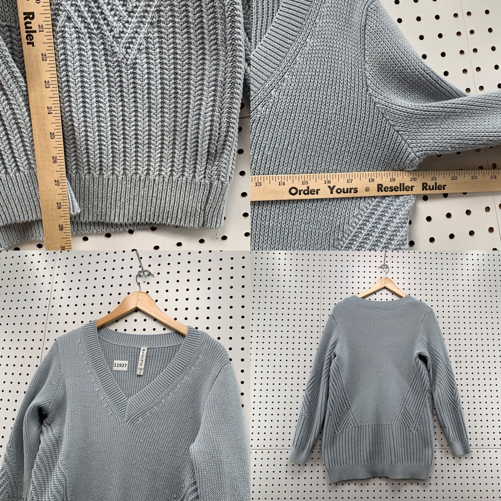 Athleta Athleta Women's Gray Ribbed Knit V-Neck Pullover Sweater Small Size S / US 4 / IT 40 - 8 Thumbnail