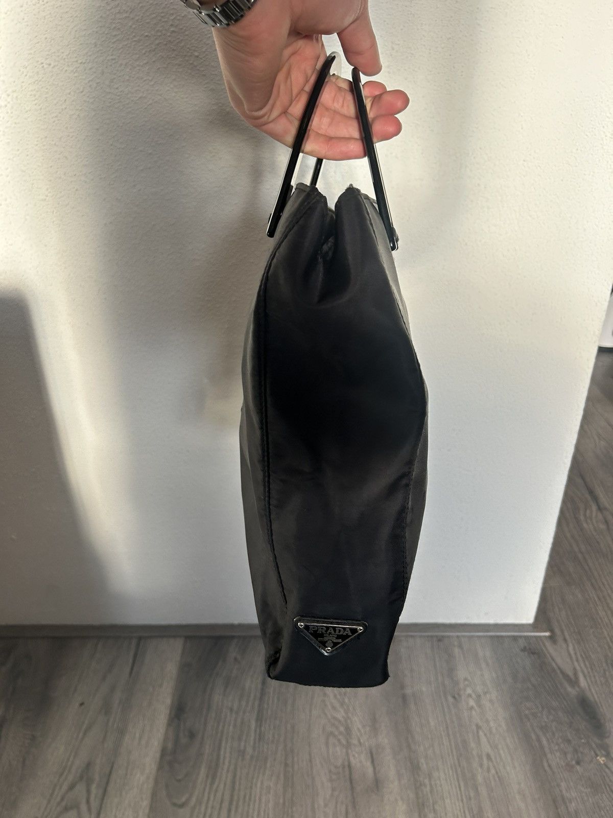 Prada Nylon Tote Bag with Iconic Triangle Logo