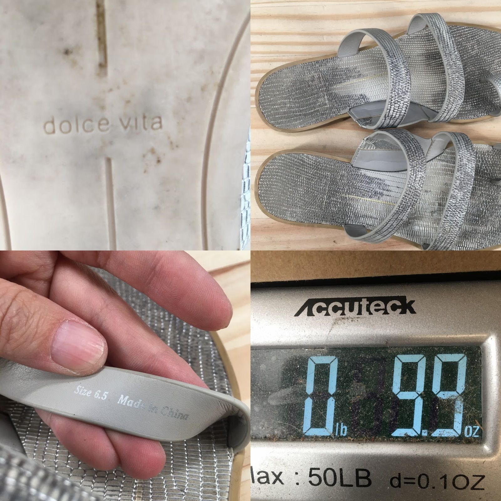 Dolce Vita Dolce Vita Sandals Isala Strappy Flats Comfort Gray Faux Leather Womens 6.5 Casual Flat Slip On Ring Pattern Solid 90s Decade? Size US 7 / IT 37 - 9 Thumbnail