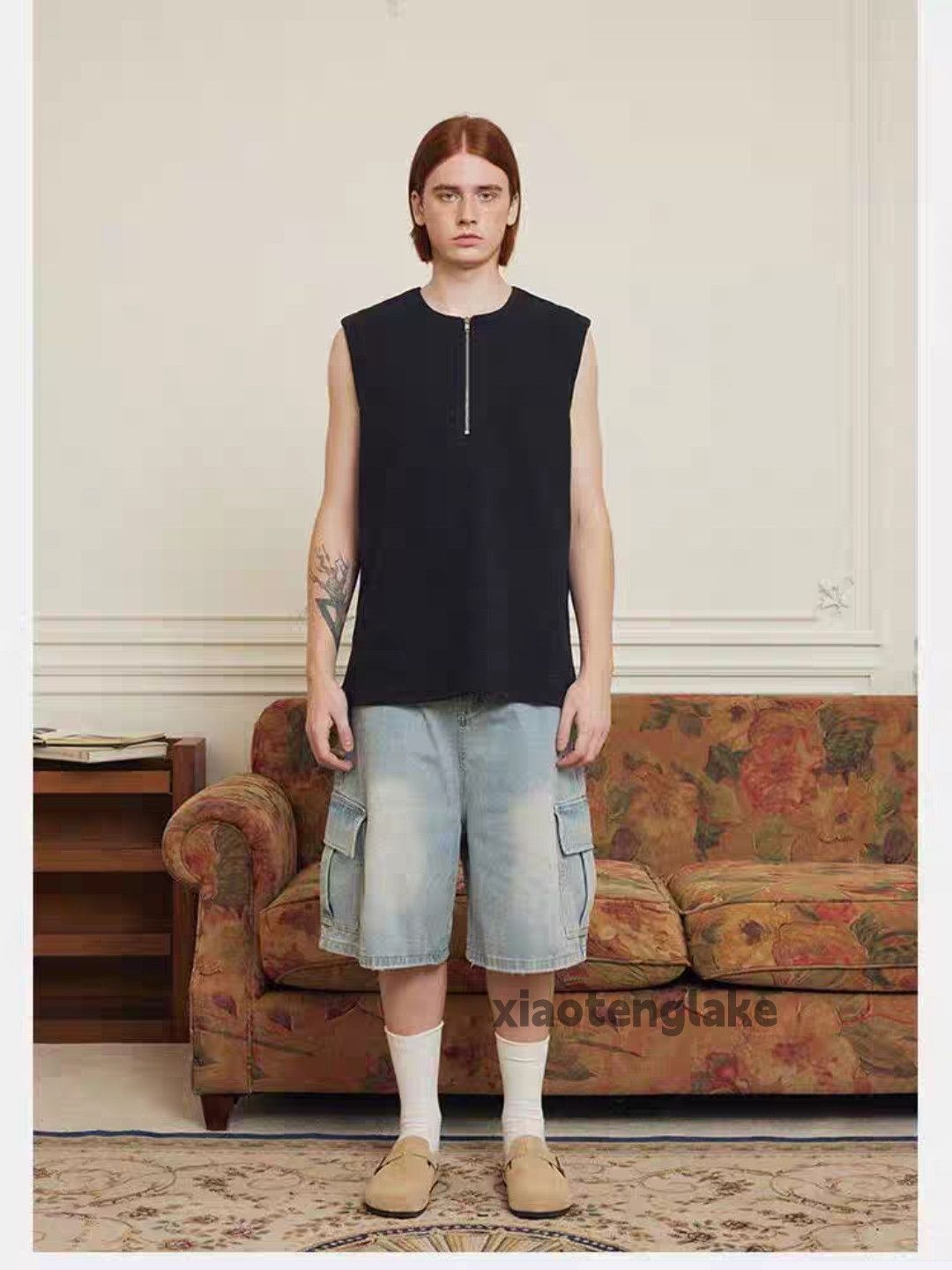 Designer Unisex washed faded loose baggy hiphop cargo shorts Size US 30 / EU 46 - 2 Thumbnail