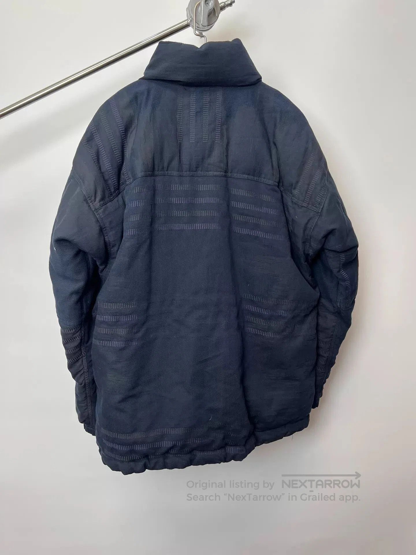 Issey Miyake Black High Collar Striped Light Jacket. Size US XL / EU 56 / 4 - 5 Thumbnail