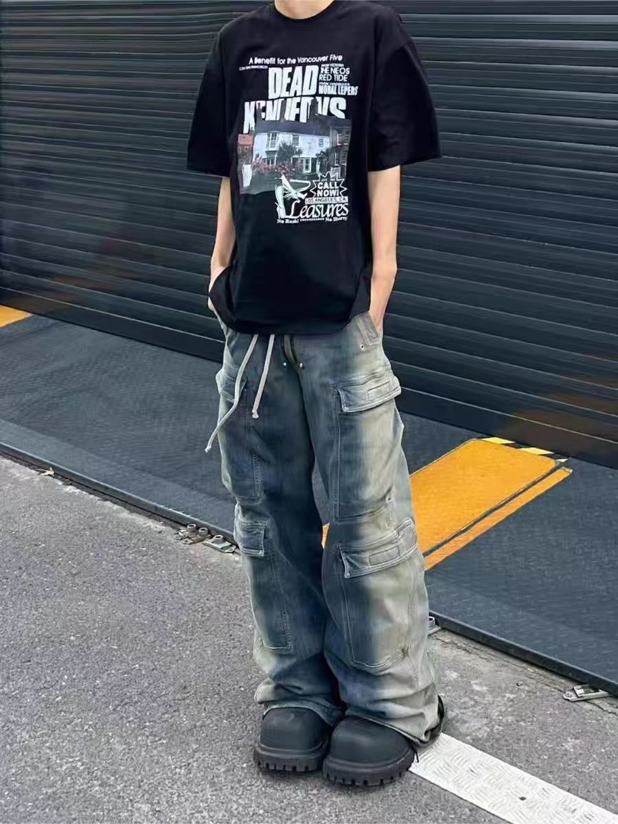 Designer × Jean × Vintage High Street Gradient Wash Y2K Hip Hop Micro Flare Work Jeans Size US 30 / EU 46 - 2 Thumbnail