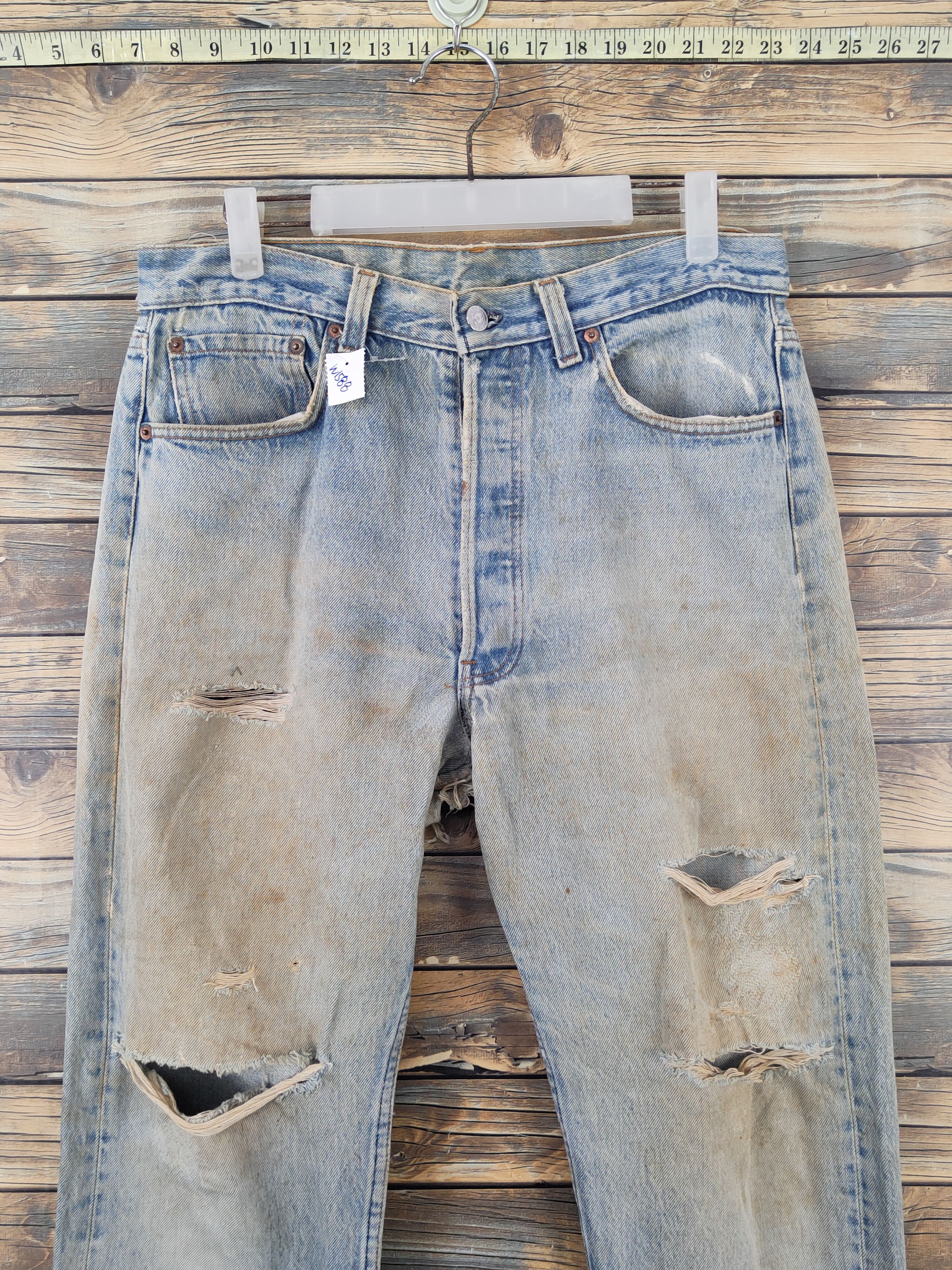 Levi's Levi's Light Blue Distressed Ripped denim Jeans #W1588 Size US 34 / EU 50 - 2 Thumbnail