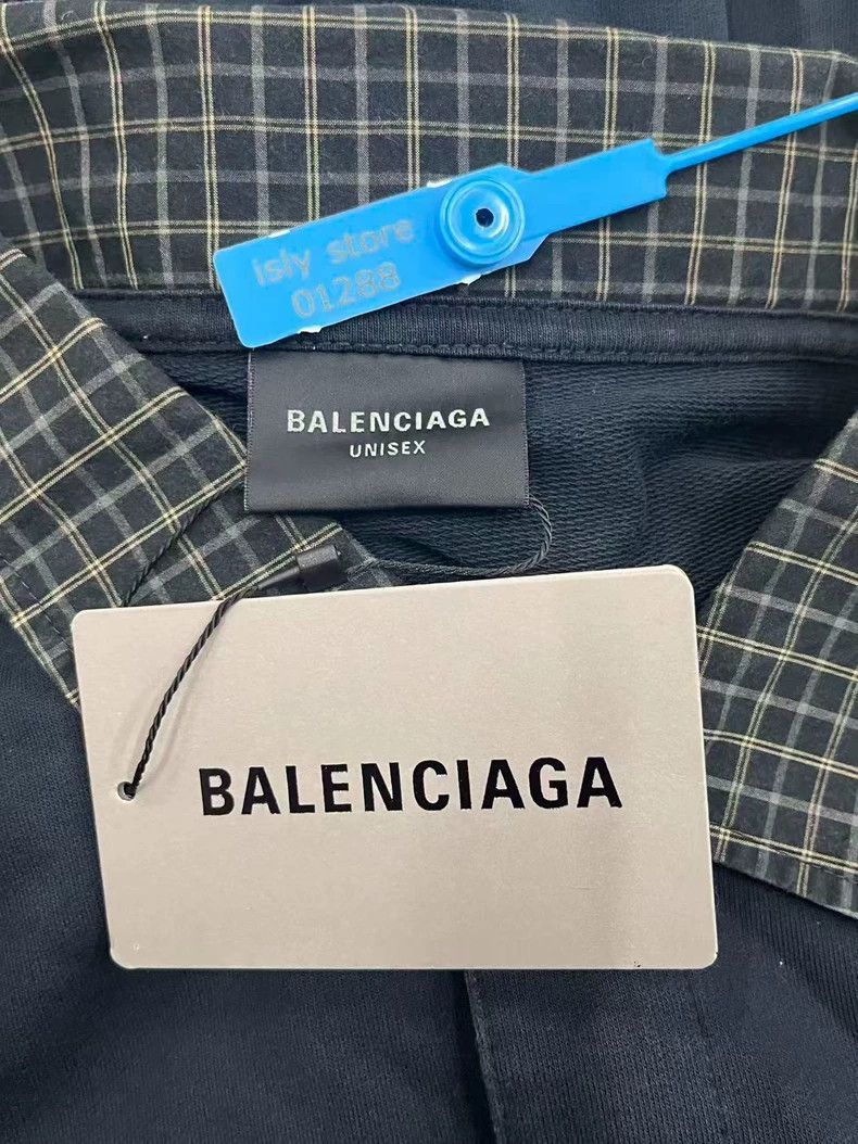 Balenciaga Balenciaga Solid Color Checkered Collar Long Sleeve Polo S Size US XL / EU 56 / 4 - 5 Thumbnail