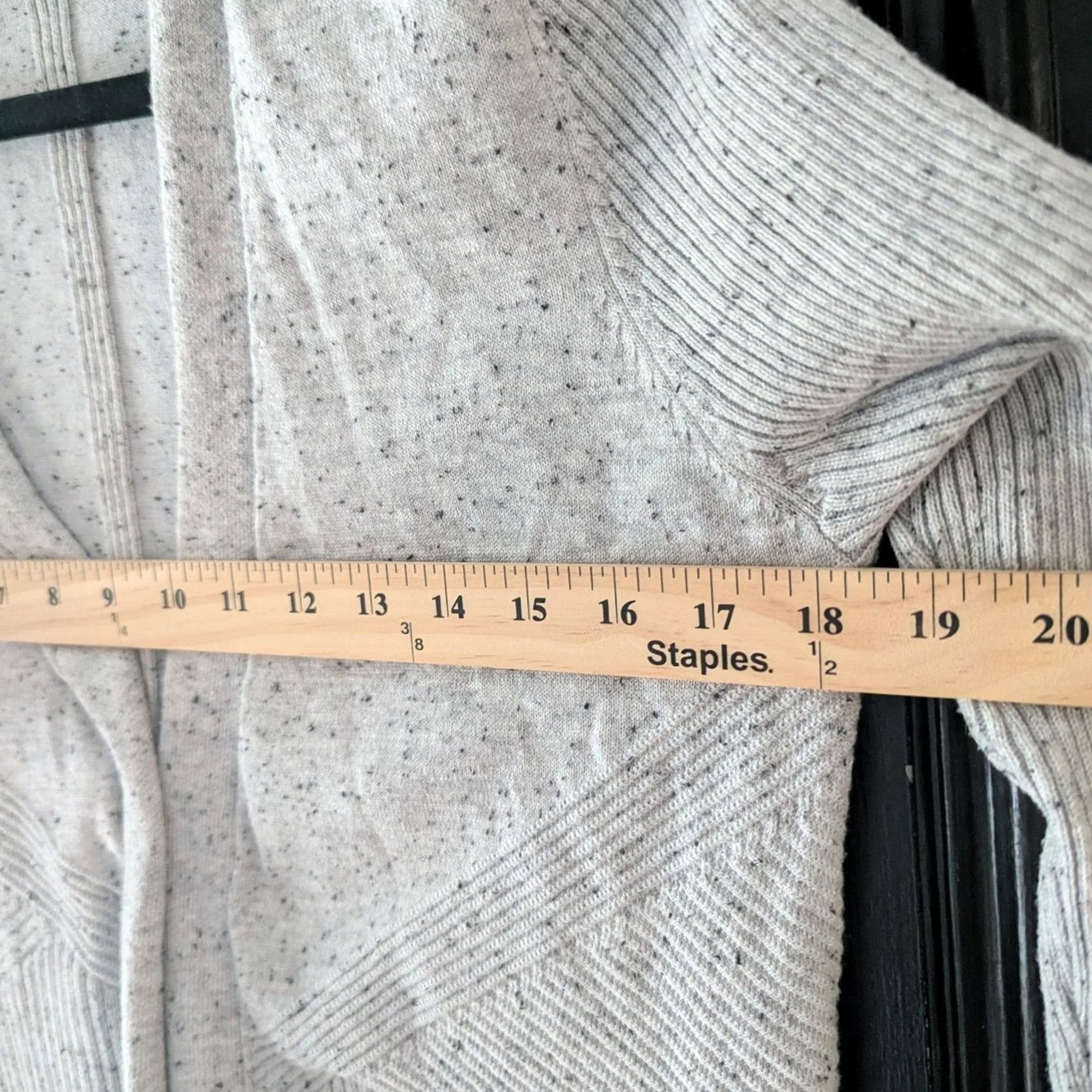 Vintage Verve Ami Speckled Knit Open Front Cardigan Sweater Light Gray Womens M Chevron Size M / US 6-8 / IT 42-44 - 7 Thumbnail