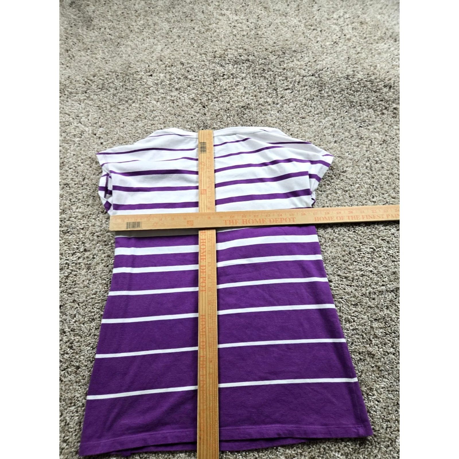 Ralph Lauren Lauren Ralph Lauren Active Shirt Womens Small Purple White Striped Stretch Top T-Shirt Knit Crew Neck Short Sleeve Cap Sleeve Shirt Womens Size S / US 4 / IT 40 - 7 Thumbnail