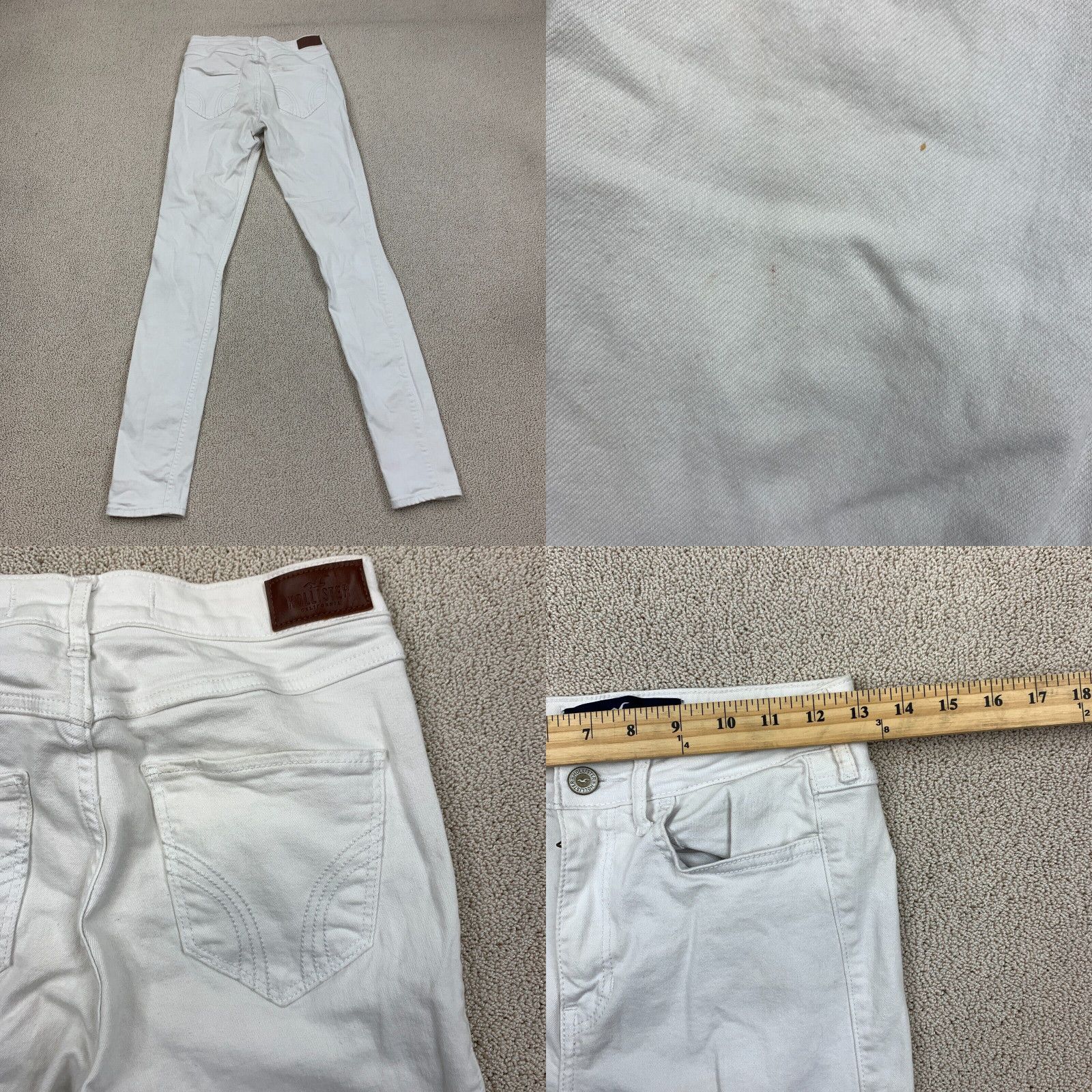 Vintage Hollister Classic Stretch High-Rise Super Skinny Jeans Juniors 3L 26x32 White Size ONE SIZE - 4 Preview