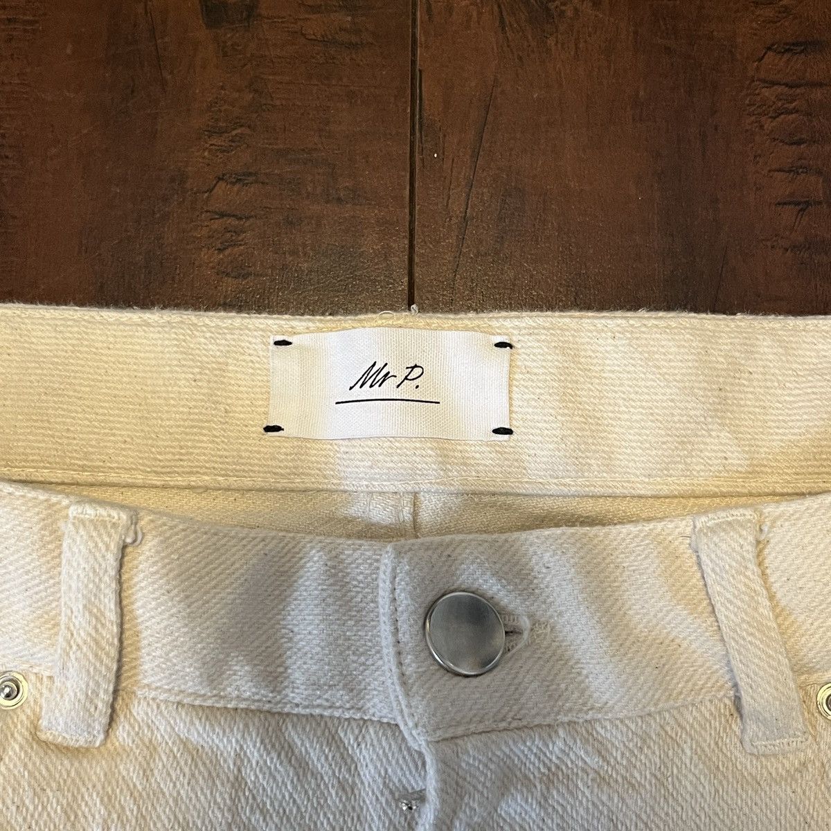 Mr P. Mr. P Mr. Porter Cream Denim Shorts Size US 34 / EU 50 - 2 Thumbnail