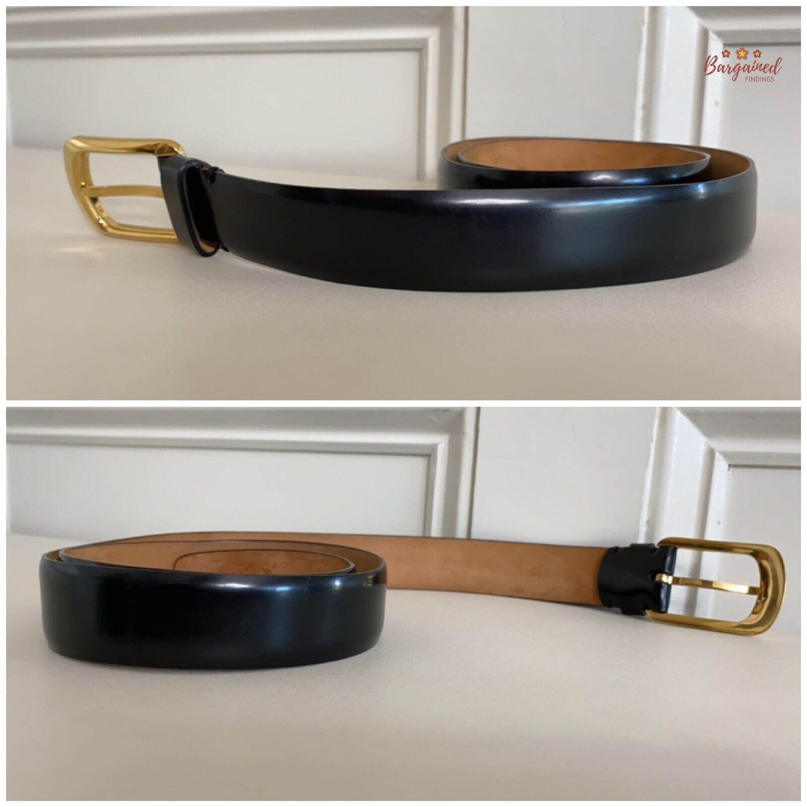 Louis Vuitton Louis Vuitton Black Calfskin Leather Ellipse Gold Belt Size 30 - 6 Thumbnail