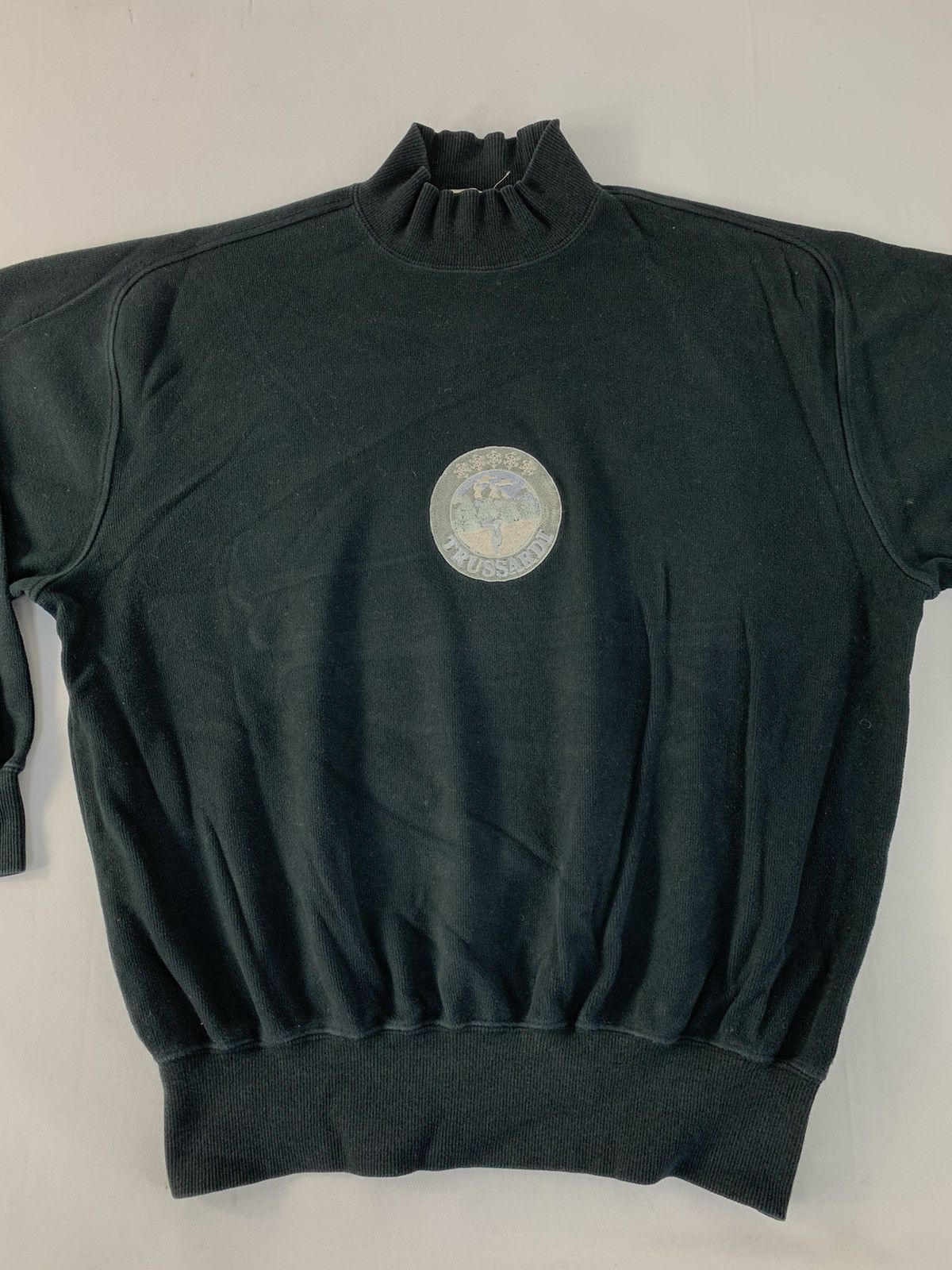 Vintage 90s Trussardi Turtle Neck Sweatshirt Embroidery Logo Size US L / EU 52-54 / 3 - 2 Thumbnail