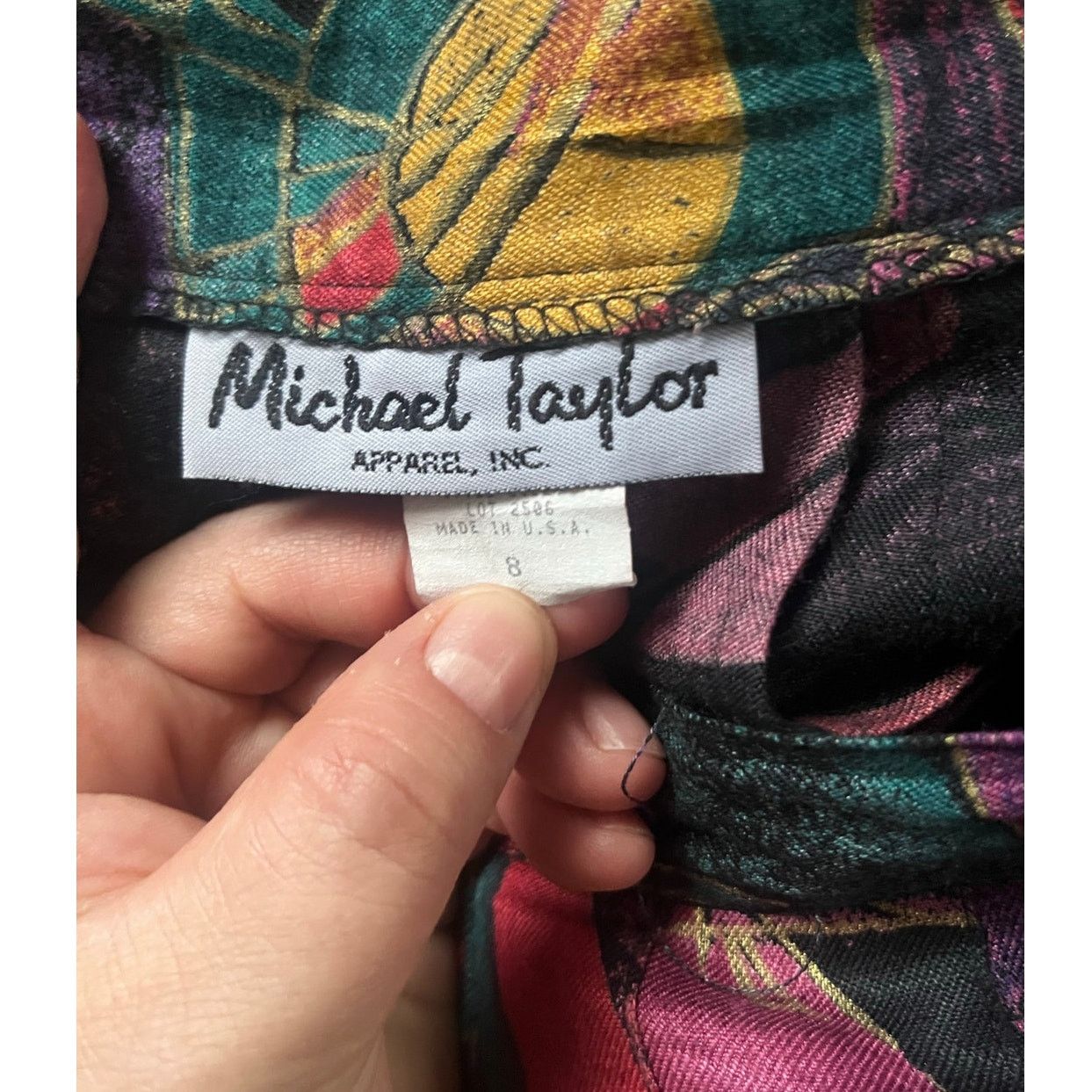 Vintage Vtg 90s Michael Taylor Purple Black Gold Midi Skirt Small Size 30" / US 8 / IT 44 - 4 Thumbnail