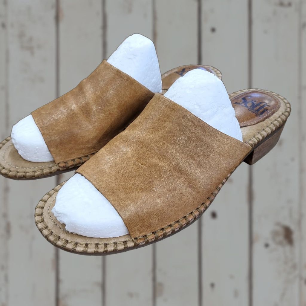 Vintage Sofft Nalanie Sandals Womens Size 6.5M Slides Leather Khaki Upper Tan Lining Leather Insole Casual Size US 7 / IT 37 - 1 Thumbnail