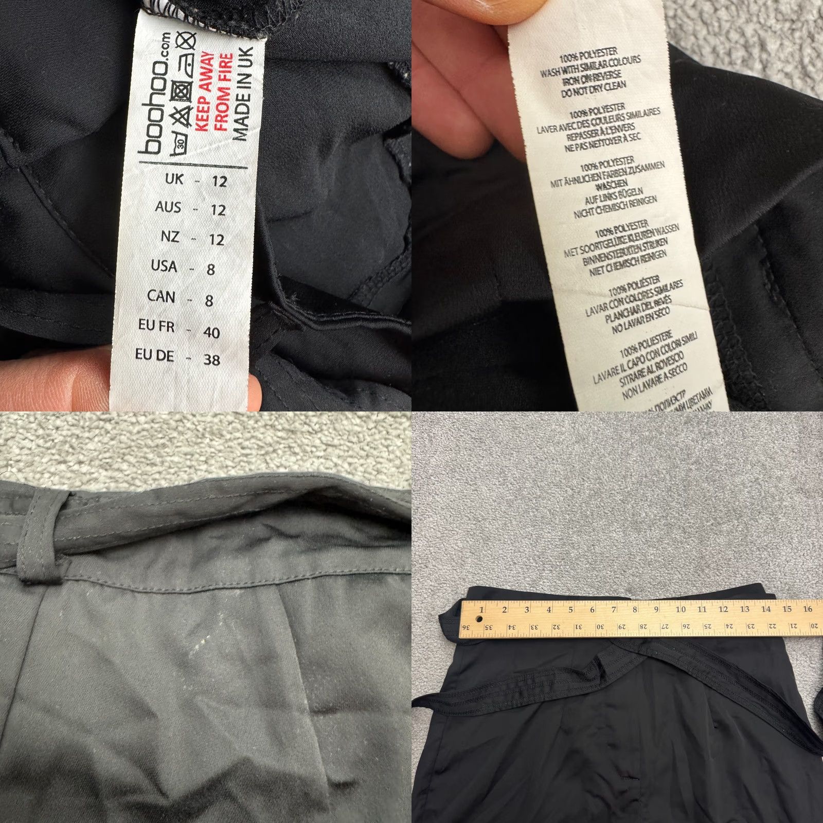 Boohoo Boohoo Black High Rise Pleated Paperbag Tapered Pants Womens 8 Formal Casual Workwear Belted Size 30" / US 8 / IT 44 - 9 Thumbnail