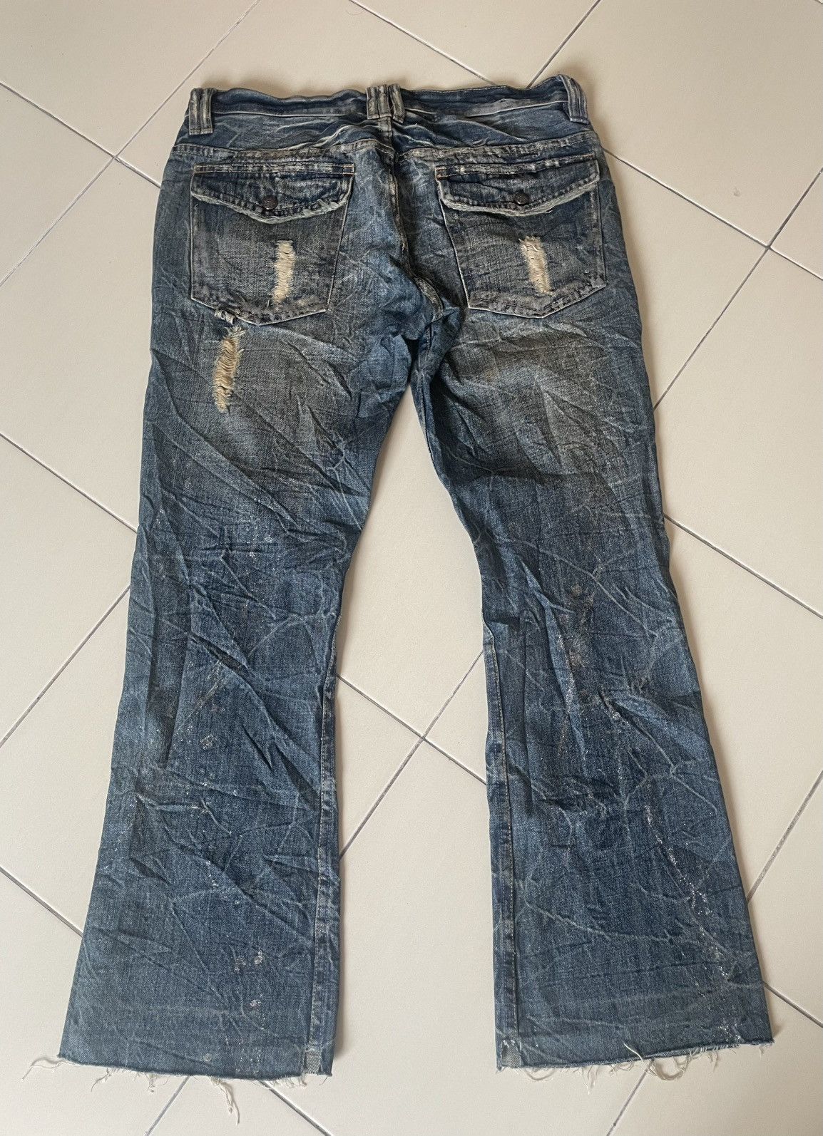 Japanese Brand Midas Multipocket Distressed Flare Jeans Size US 32 / EU 48 - 5 Thumbnail