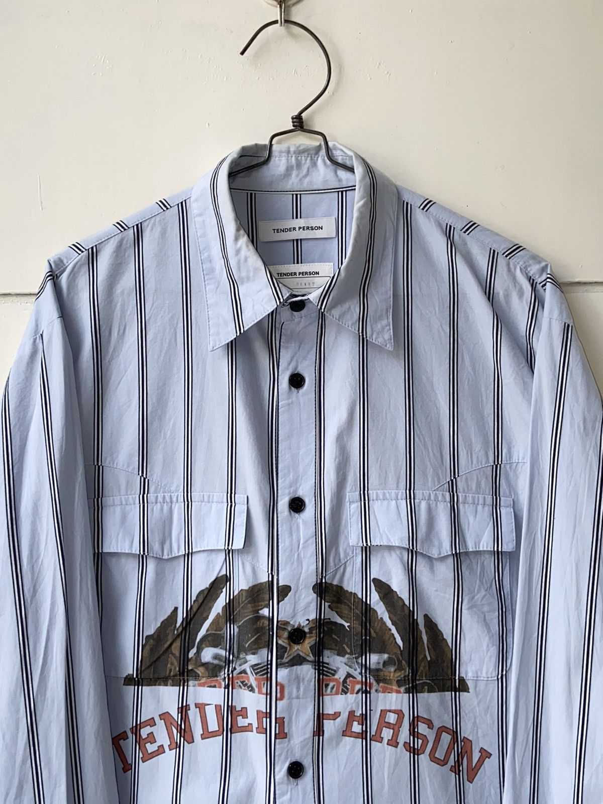 Designer × Japanese Brand TENDER PERSON Blue Striped Shirt Size US M / EU 48-50 / 2 - 3 Thumbnail