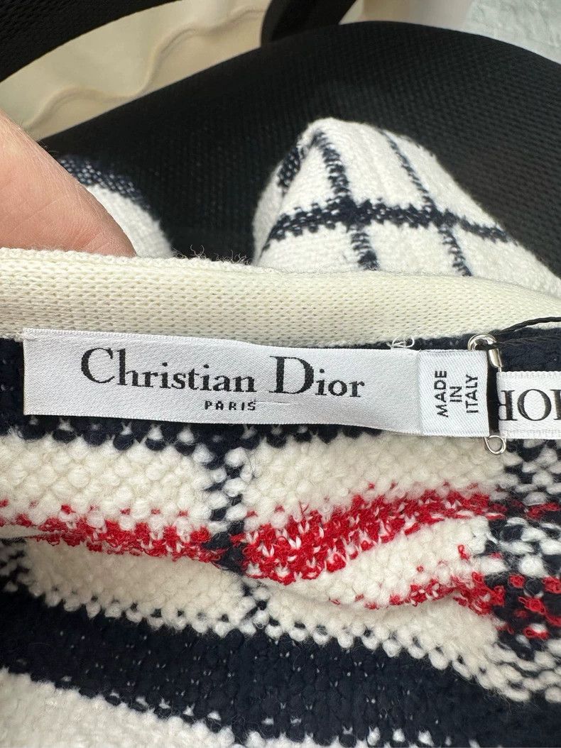 Dior Dior White and blue plaid letter logo wool suspender dress Size XS / US 0-2 / IT 36-38 - 4 Thumbnail
