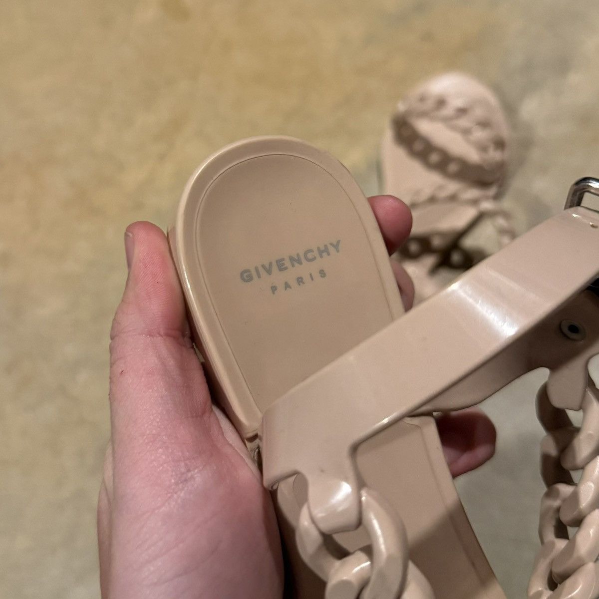 Givenchy Givenchy Nea Jelly Chain Strap Flat Sandals Rose Nude EU 37 Size US 7 / IT 37 - 11 Thumbnail