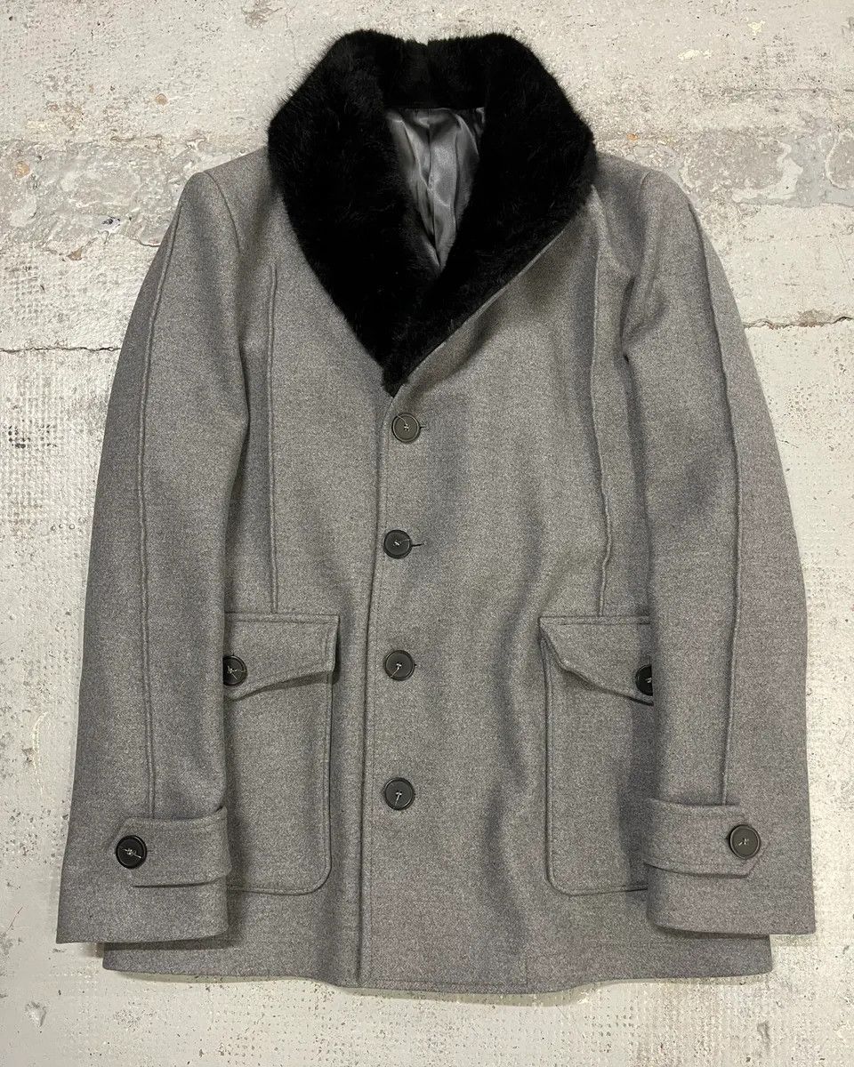 Emporio Armani AW2017 Emporio Armani Faux Fur Collar Grey Wool Coat Size US M / EU 48-50 / 2 - 3 Thumbnail