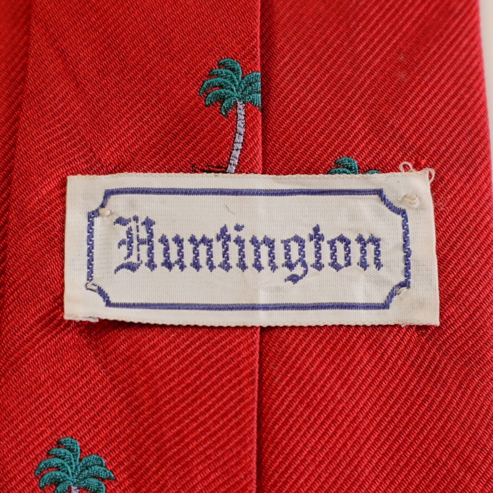 Huntington Huntington Red Woven Palm Tree Silk Tie Size ONE SIZE - 3 Thumbnail