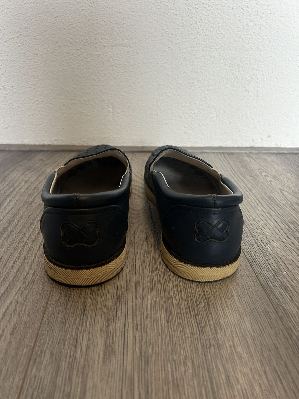 Bottega Veneta Blue Leather Slip-On Shoes with Intrecciato Detail - 41.5 Size US 8.5 / EU 41-42 - 6 Thumbnail