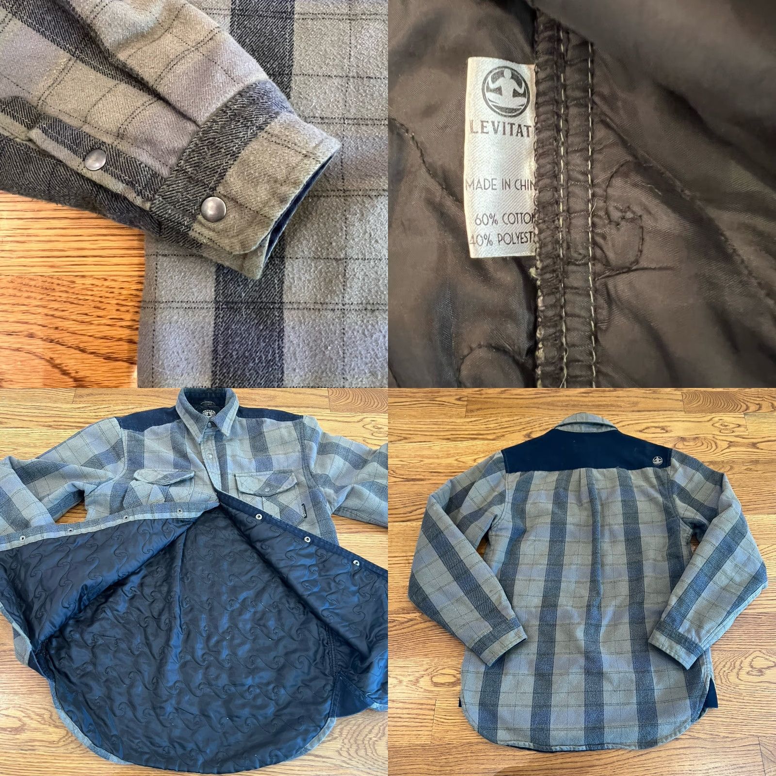 Vintage Levitate Flannel Shirt Mens Medium Blue Striped Overshirt Button-Up Long Sleeve Pockets All Seasons Heavyweight Casual Autumn Winter Spring Summer Size US M / EU 48-50 / 2 - 8 Thumbnail