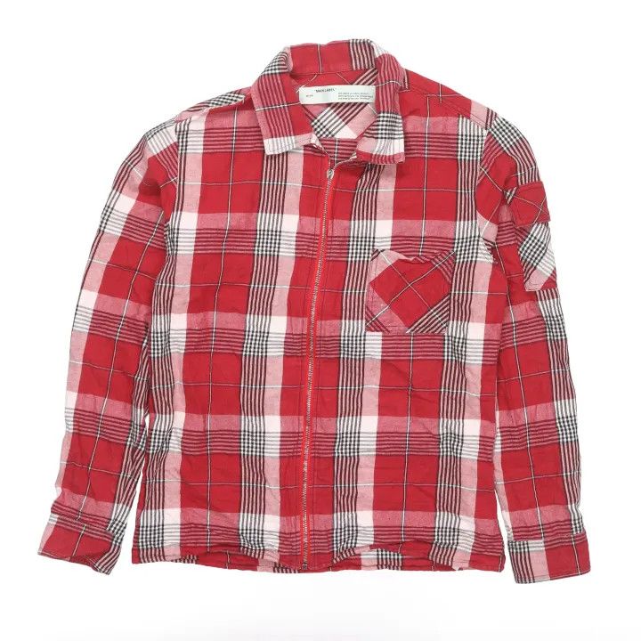 Off-White Red Plaid Zip-Up Shirt 0079