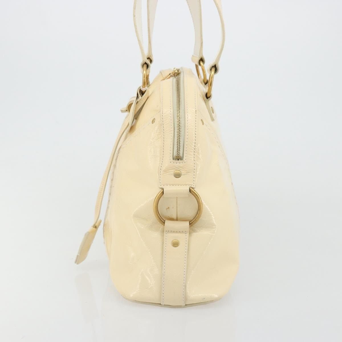 Saint Laurent Paris Saint Laurent Patent Leather Muse Toe Handbag Ivory Size ONE SIZE - 10 Thumbnail