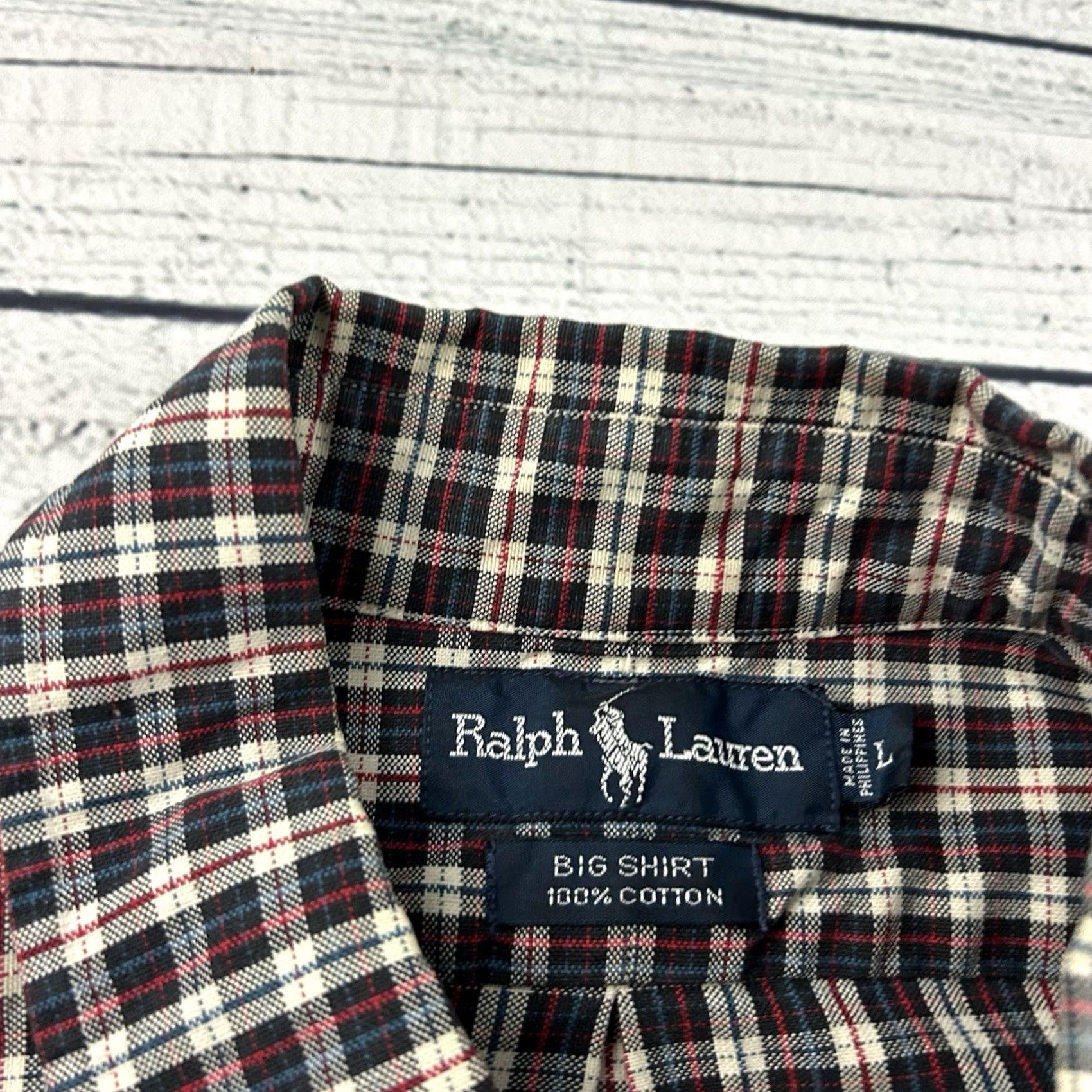 Polo Ralph Lauren Ralph Lauren Big Shirt Long Sleeve Plaid Button Front Shirt Men's Large Blue Red Size US L / EU 52-54 / 3 - 3 Thumbnail