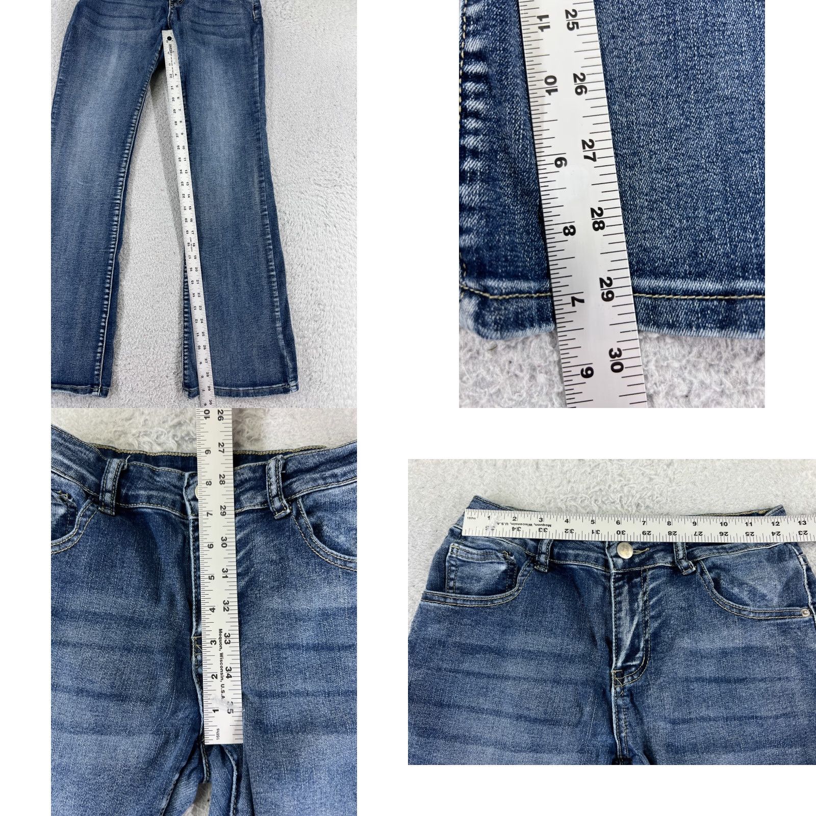 Shein SheIn Jeans Womens 4 Blue Denim Flare Cotton Blend Stretch Mid Rise 23x29 Pants Size 27" / US 4 / IT 40 - 8 Thumbnail