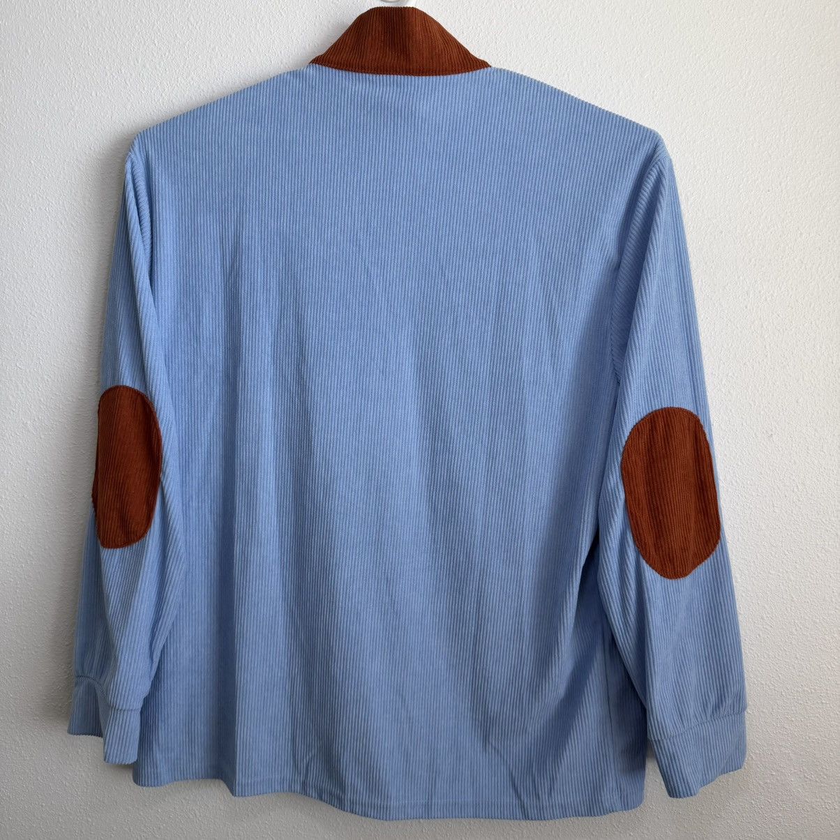 Other OUKU Mens XL 1/4 Pullover Ribbed Knit Blue Elbow Patches NWT Size US XL / EU 56 / 4 - 6 Thumbnail