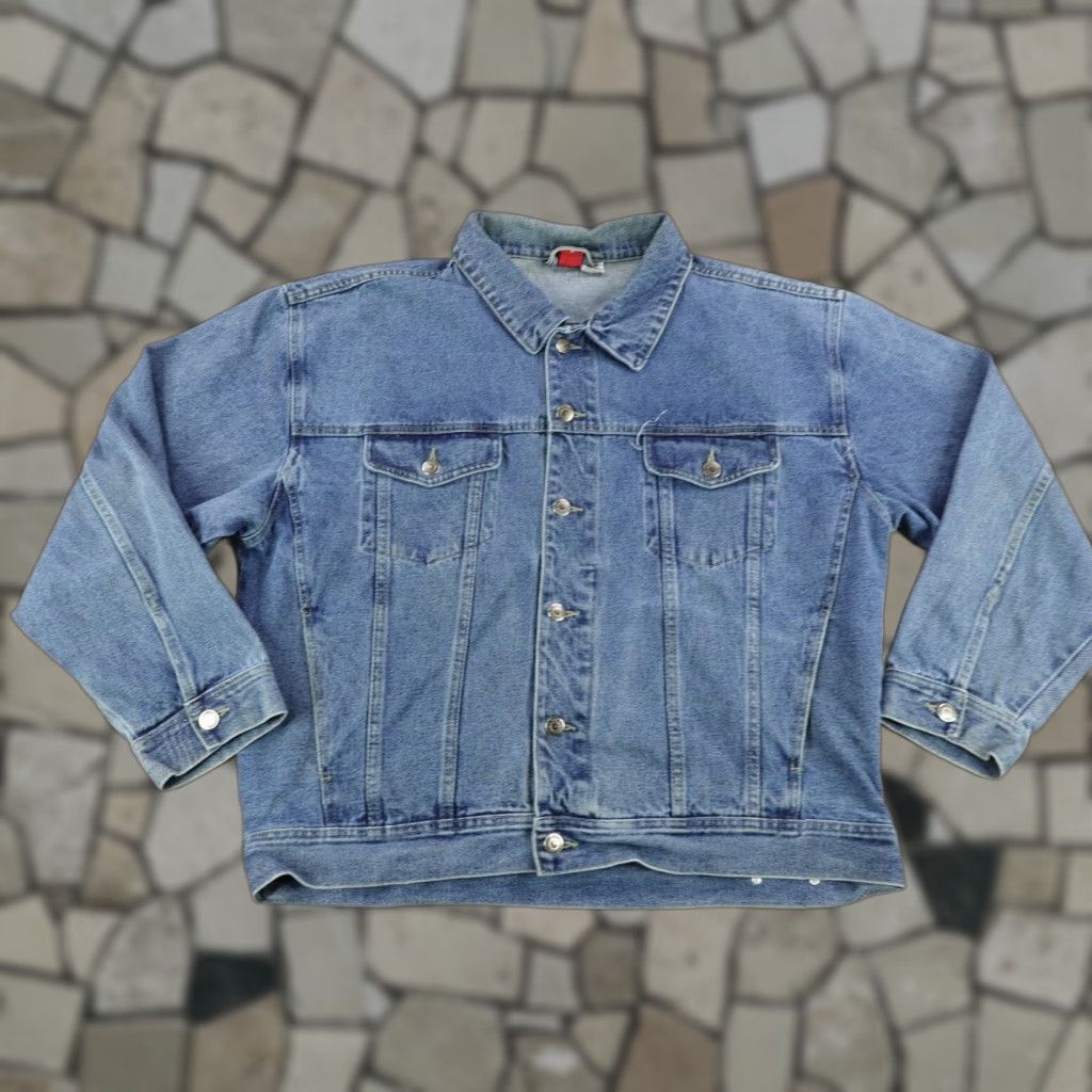 Marlboro VINTAGE Marlboro Jacket Mens Large Blue Denim Jean Trucker Coat Red Star Coat Size US 33 - 1 Thumbnail