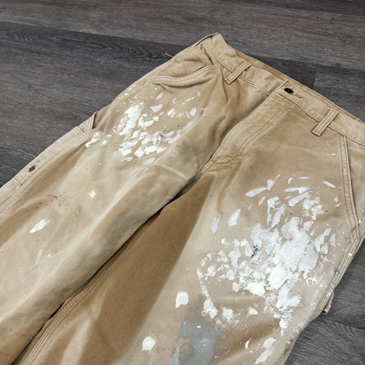 Carhartt × StraightFaded × Vintage Vintage 90s Carhartt flannel lined faded & painted pants Size US 33 - 3 Thumbnail