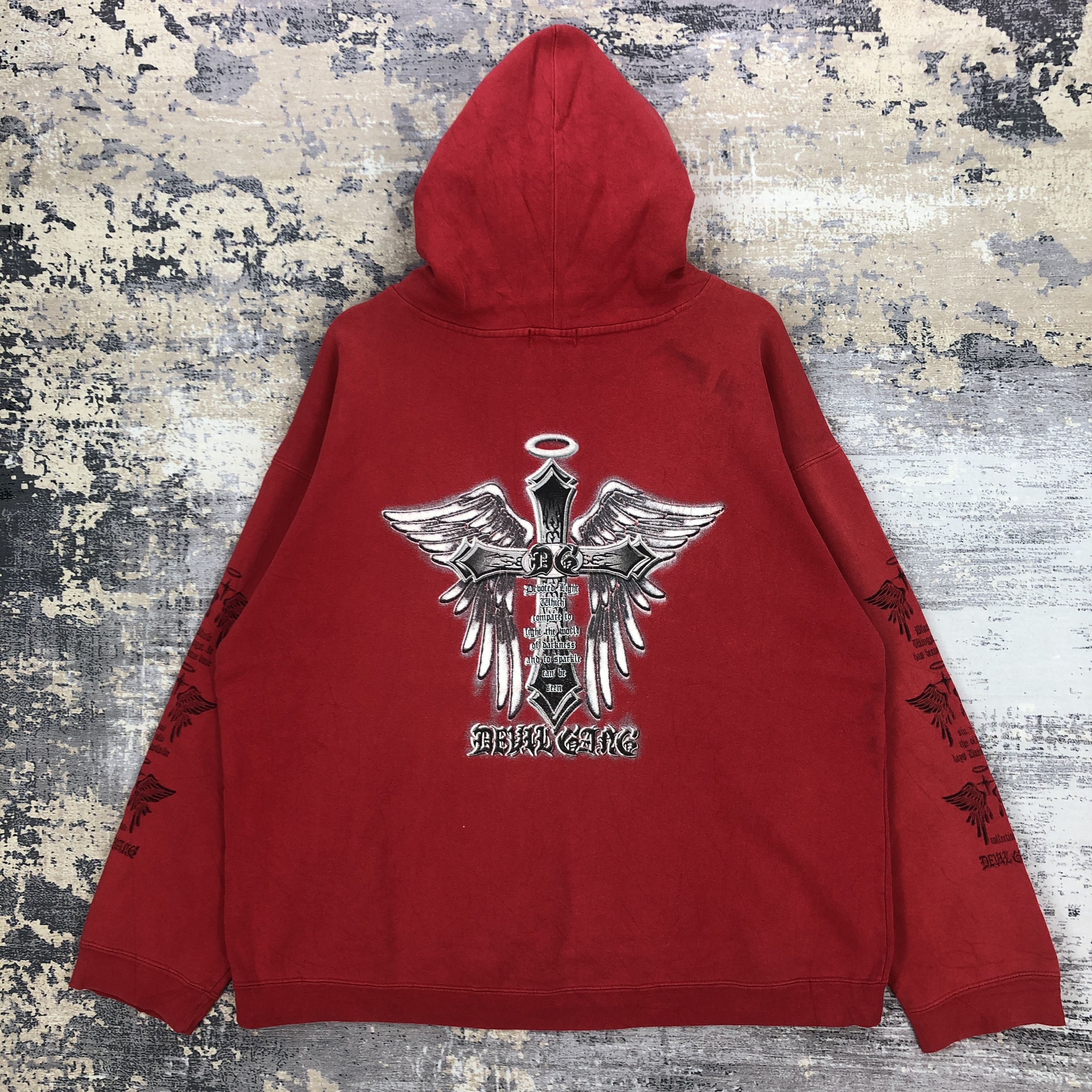 Japanese Brand × Vintage Vintage Y2K Devil Gang Hoodie Sweater Hip Hop Sweatshirt Size US XXL / EU 58 / 5 - 12 Thumbnail