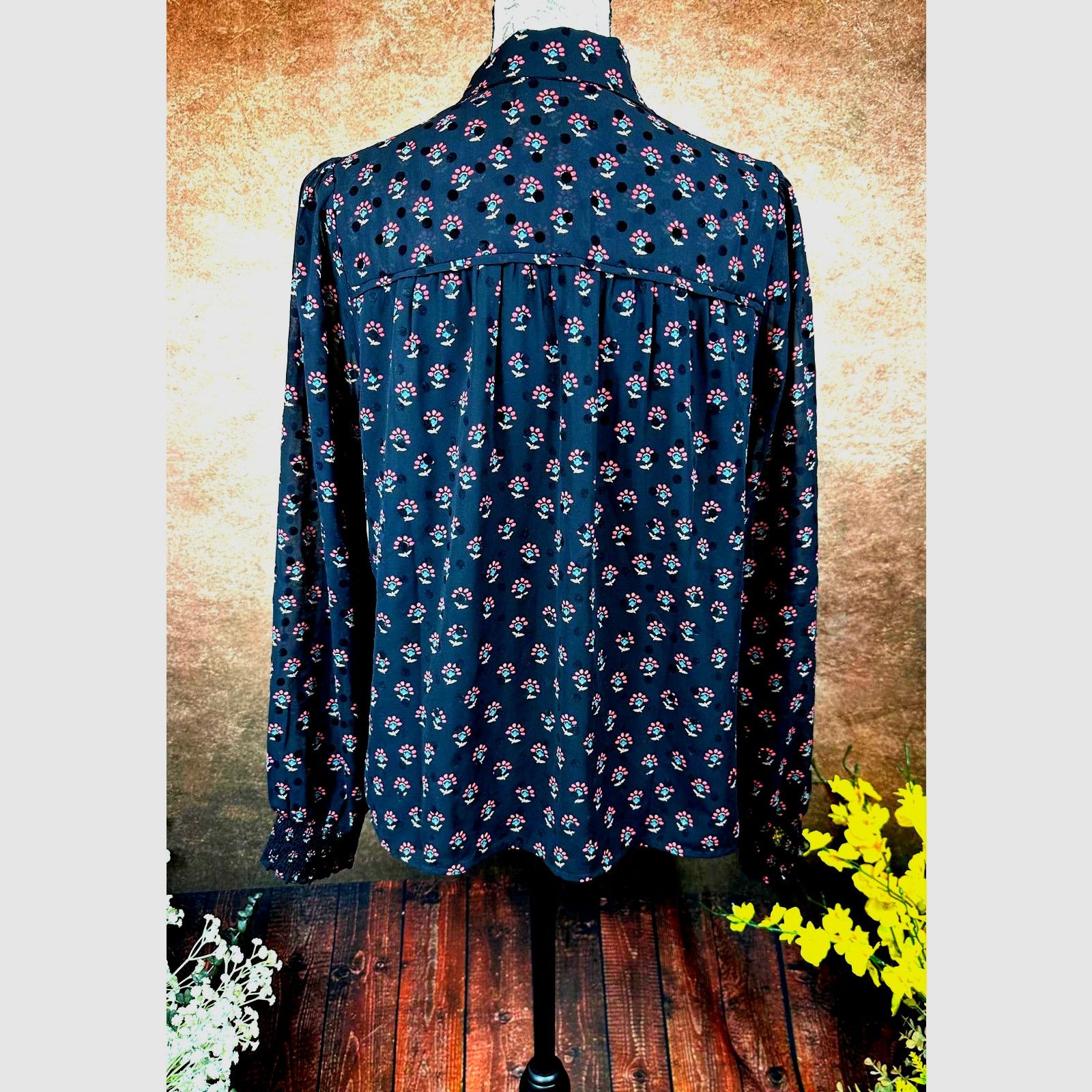 Other Les Serein Collared Long Sleeve Blouse Black Print size M Size M / US 6-8 / IT 42-44 - 9 Thumbnail
