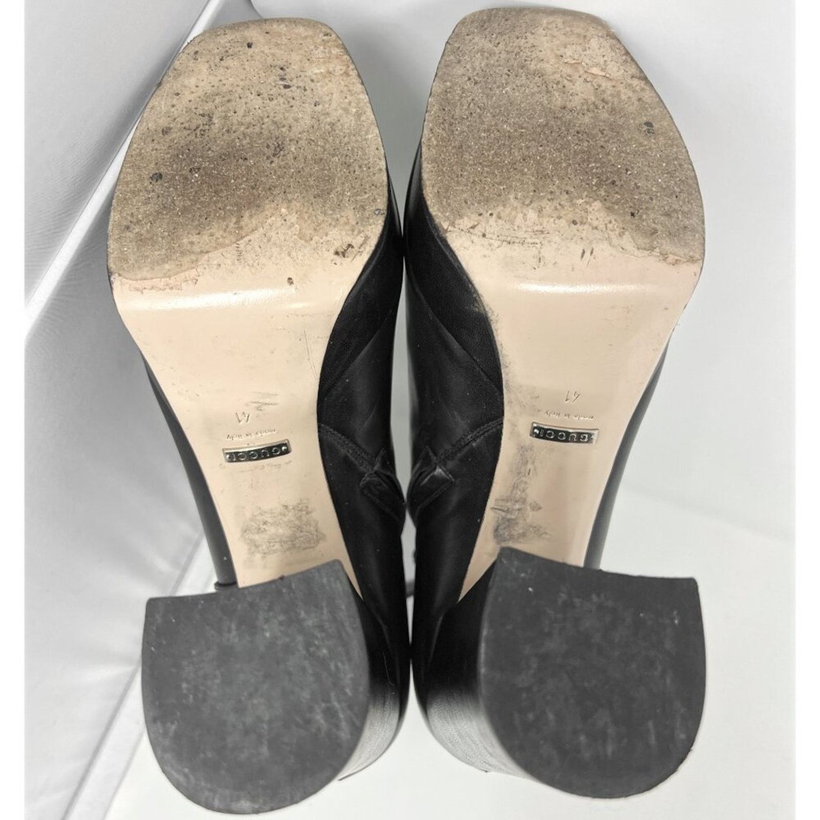 Gucci Gucci Black Leather Platform Block Heel Logo Mid Calf Boots Size US 11 / IT 41 - 9 Thumbnail