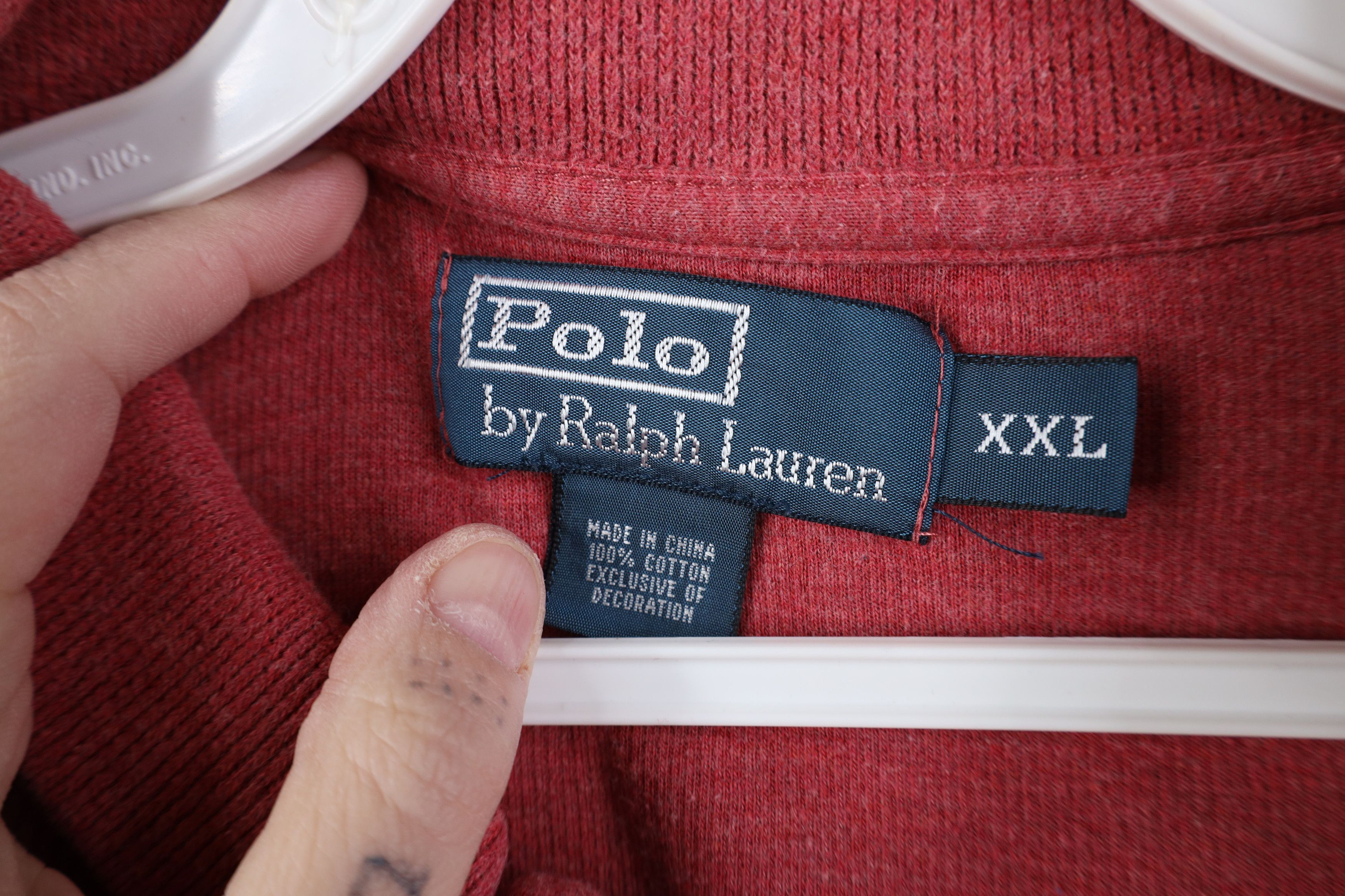 Polo Ralph Lauren Vintage 90s Ralph Lauren Ribbed Knit 1/4 Zip Sweater Red Size US XXL / EU 58 / 5 - 6 Thumbnail