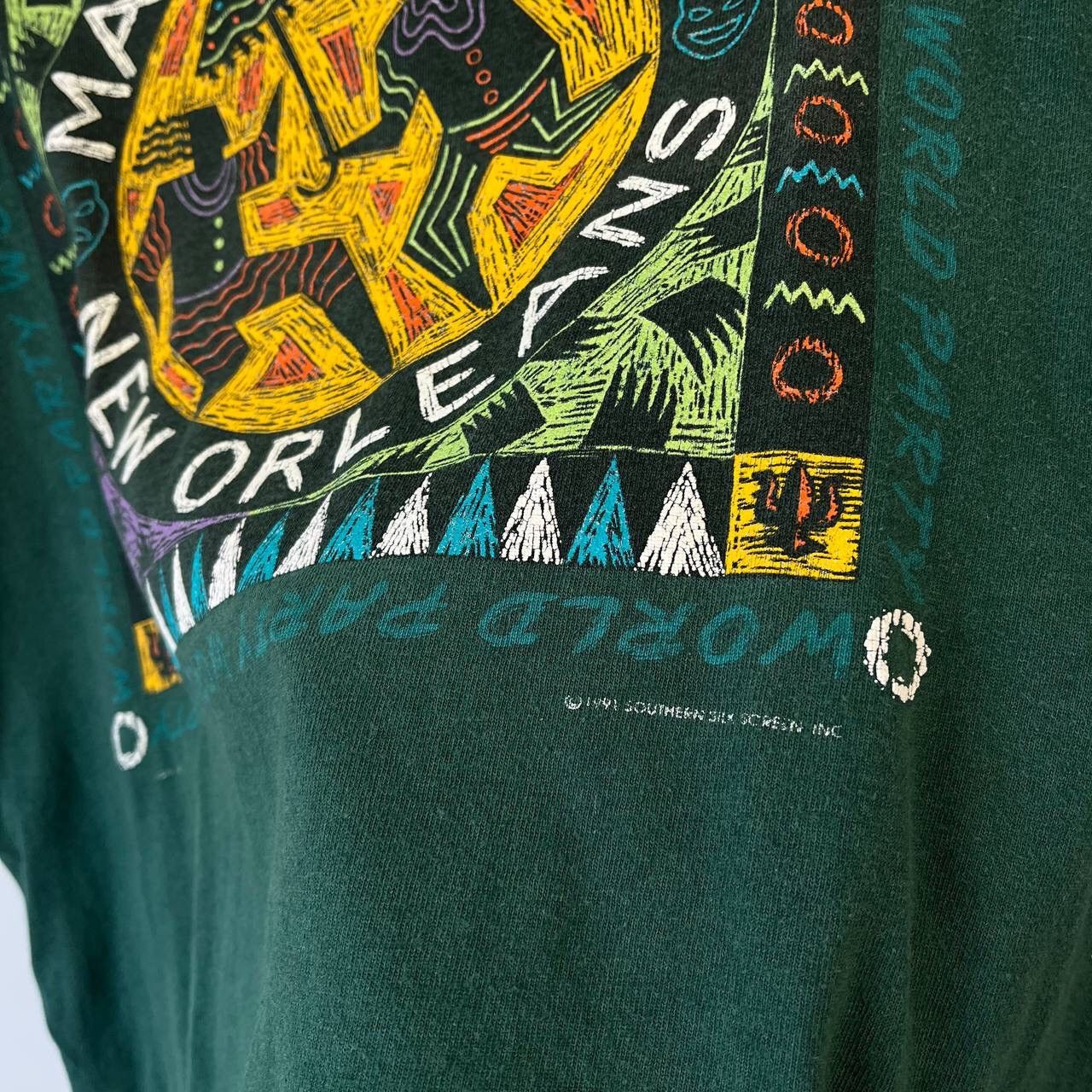 Vintage Vintage 1991 Mardi Gras New Orleans Logo T-Shirt Signal Size US M / EU 48-50 / 2 - 13 Thumbnail