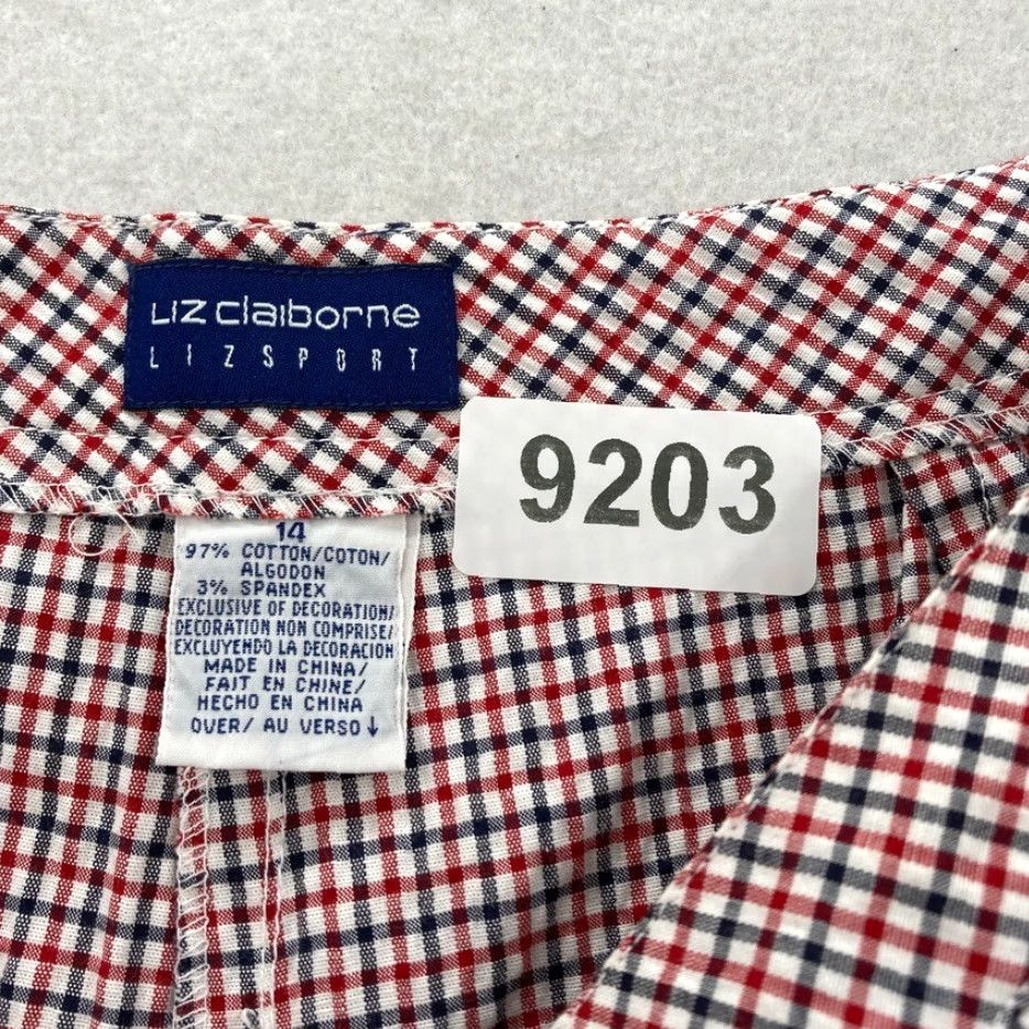 Liz Claiborne Liz Claiborne Liz Sport Pants Women's 14 Red Plaid Lightweight Casual Regular Inseam 28 in Front Flat Front Stretch Pockets NWT Size 36" / US 14 / IT 50 - 5 Thumbnail